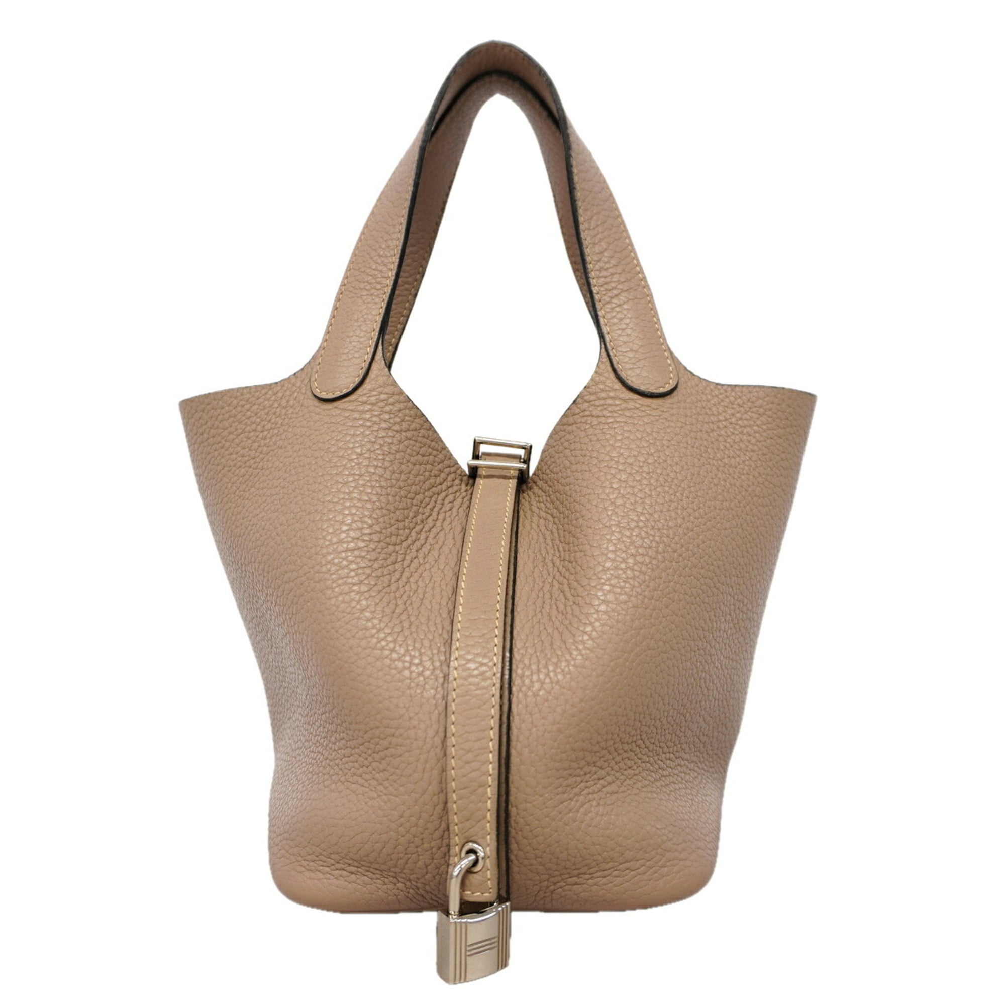 Hermes Argile Taurillon Clemence Leather Handbag (Pre-Owned)