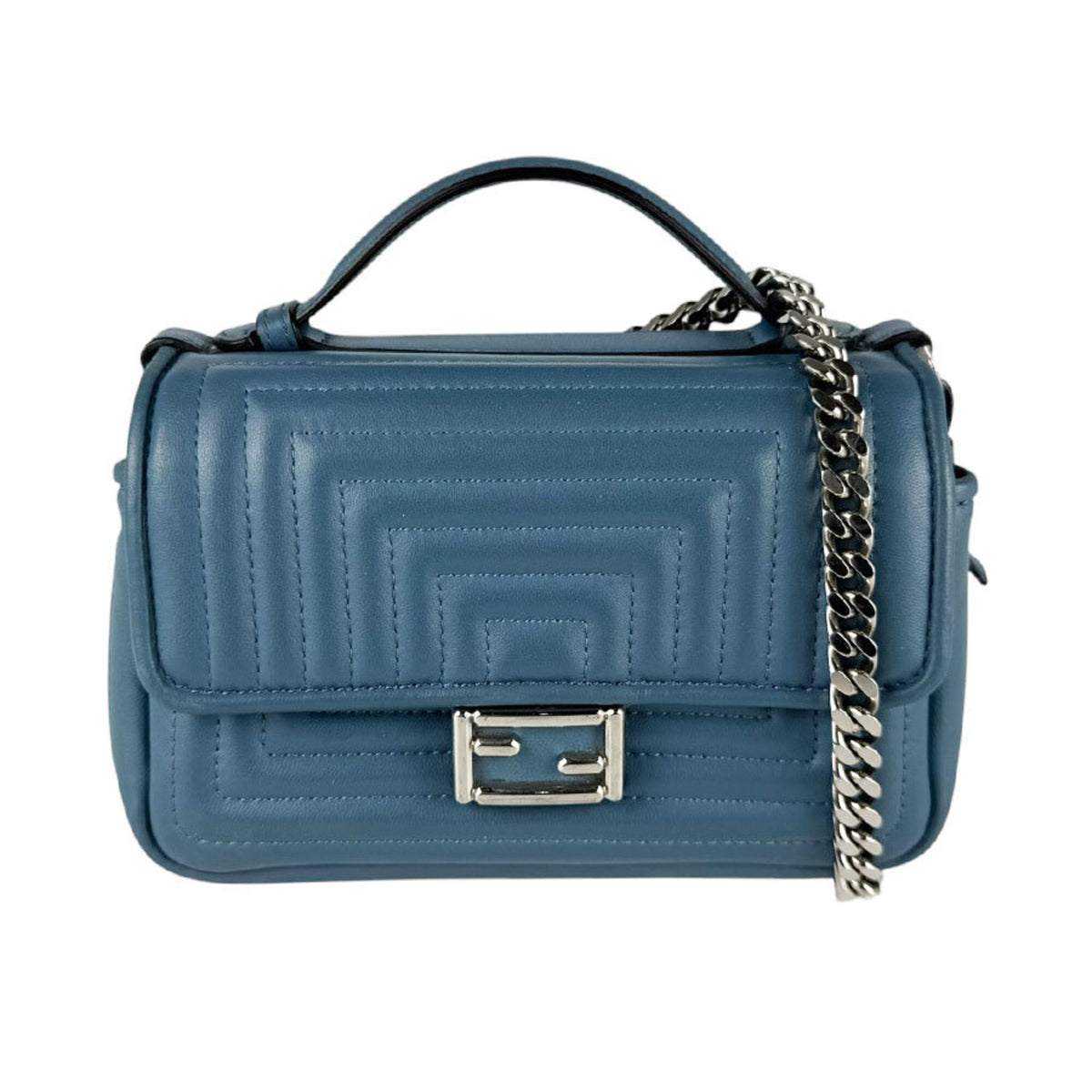 Fendi Blue Leather Shoulder Bag (Pre-Owned)