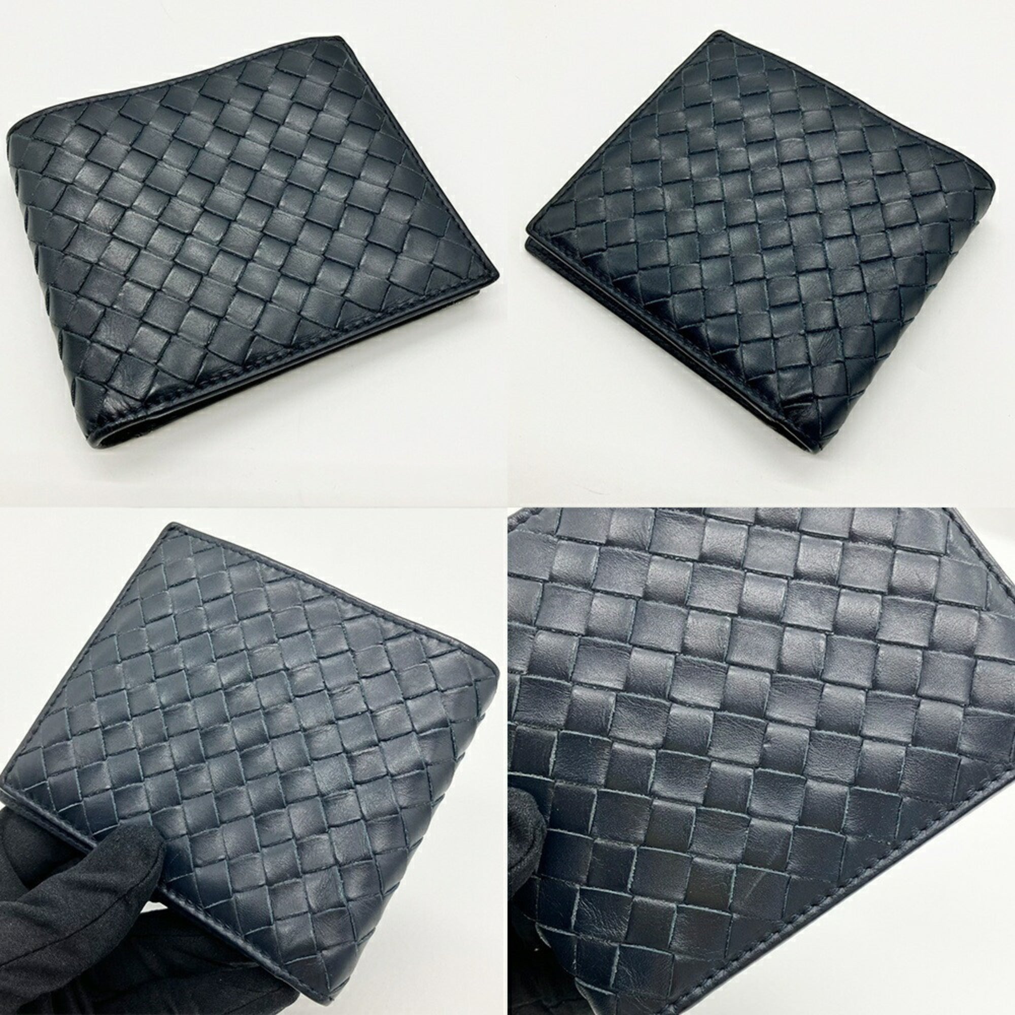 Bottega Veneta Navy Leather Wallet (Bi-Fold) (Pre-Owned)