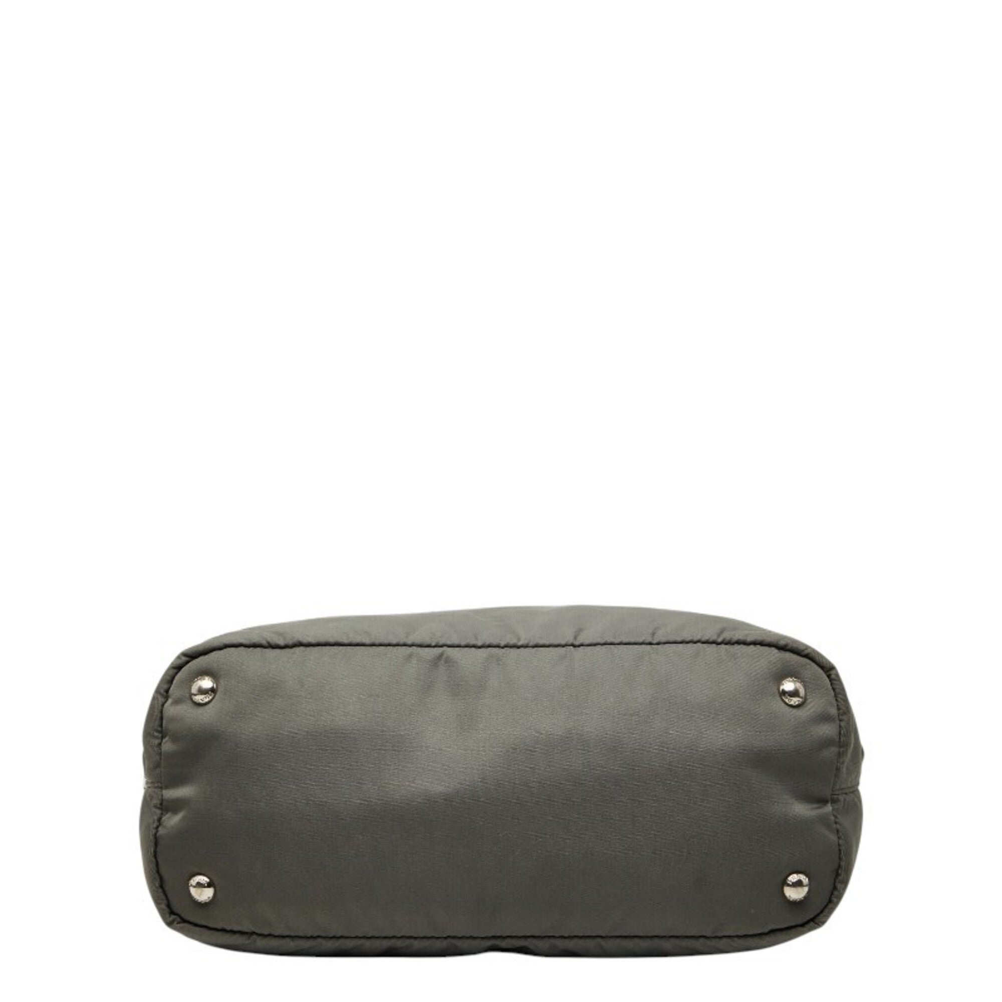 Prada Gray Nylon Leather Handbag Shoulder Bag (Pre-Owned)
