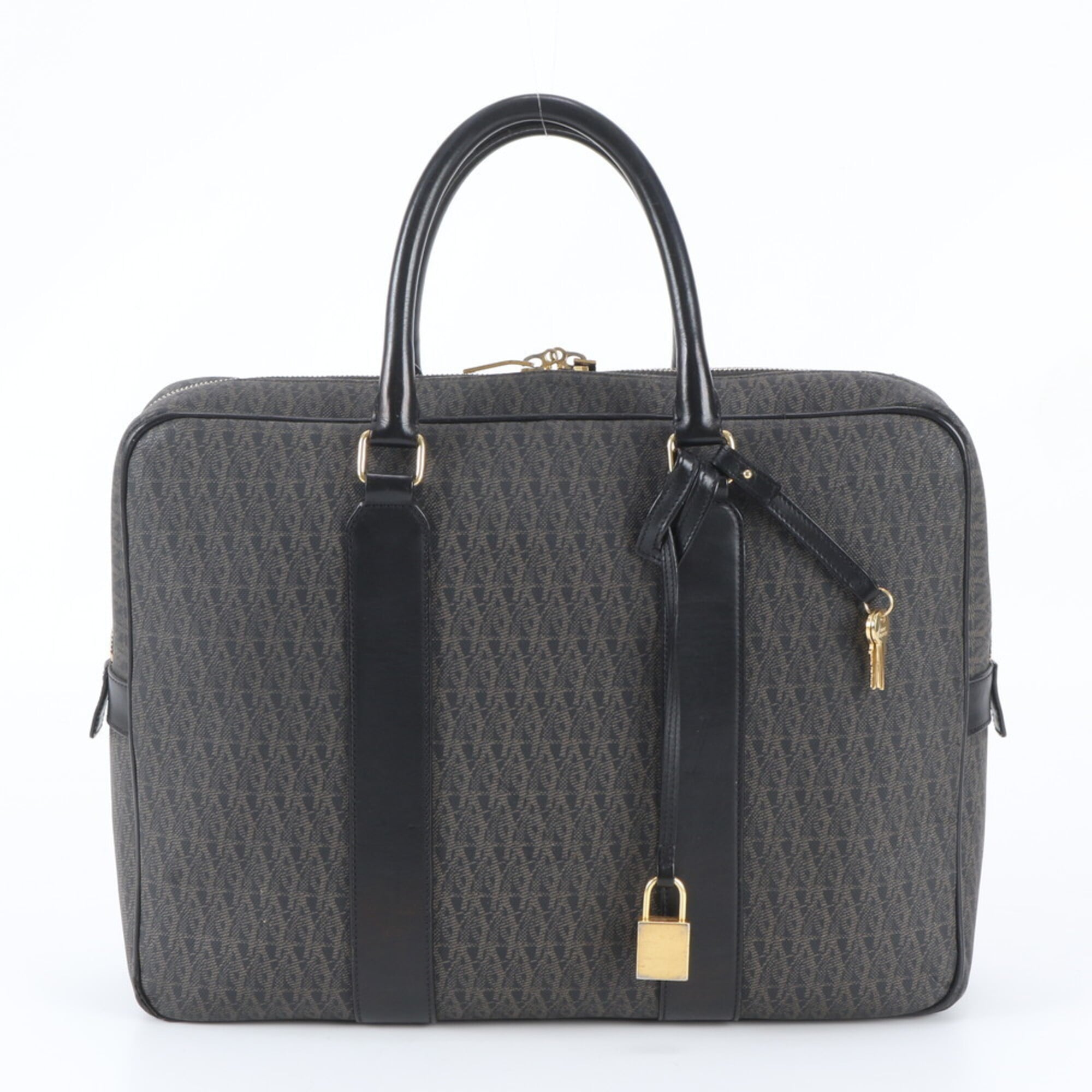 Saint Laurent Black Leather Coated Canvas Briefcase (Pre-Owned)