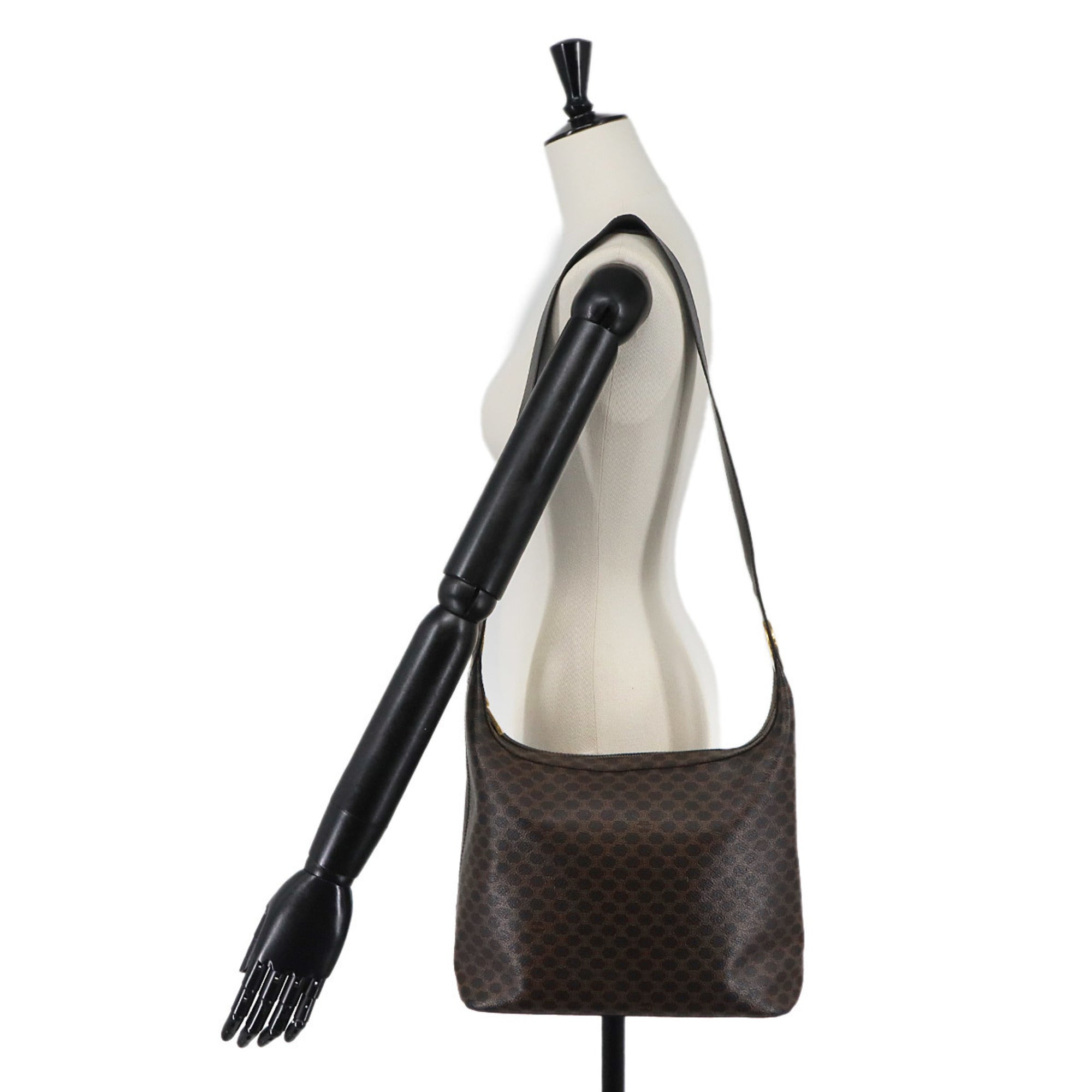 Celine Macadam Black Brown Pvc Leather Handbag Shoulder Bag (Pre-Owned)