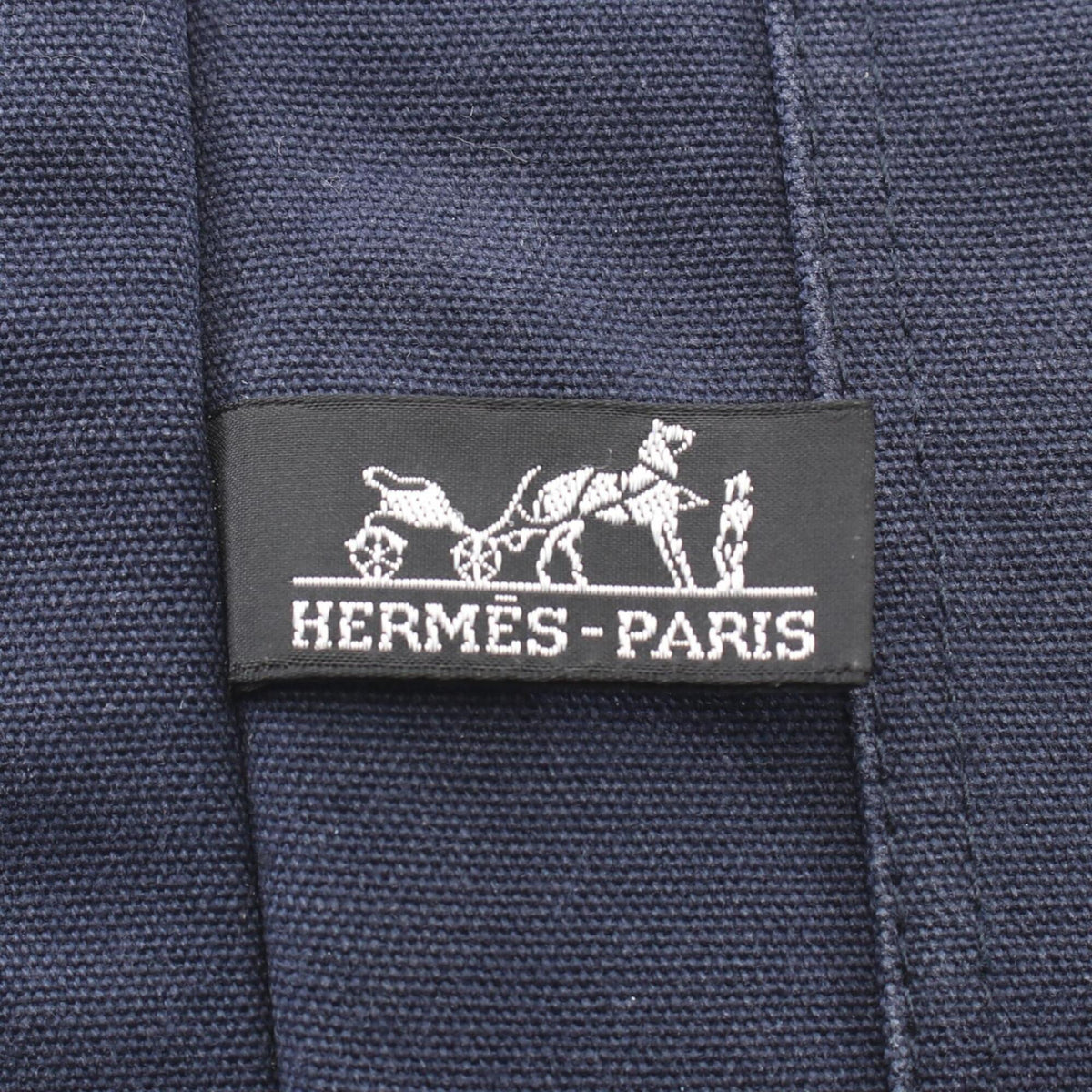 Hermes Brown Navy Canvas Handbag Tote Bag (Pre-Owned)