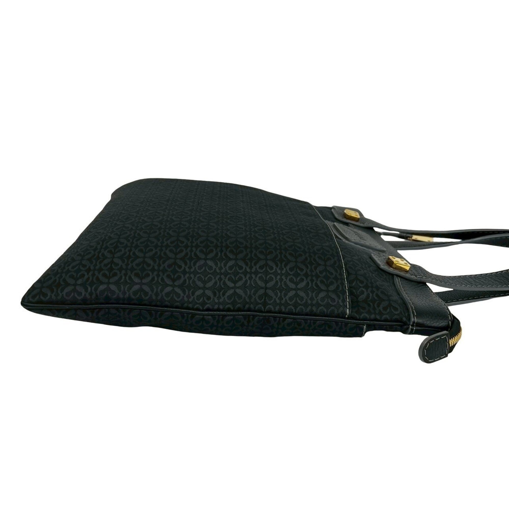 Loewe Black Canvas Leather Handbag Tote Bag (Pre-Owned)