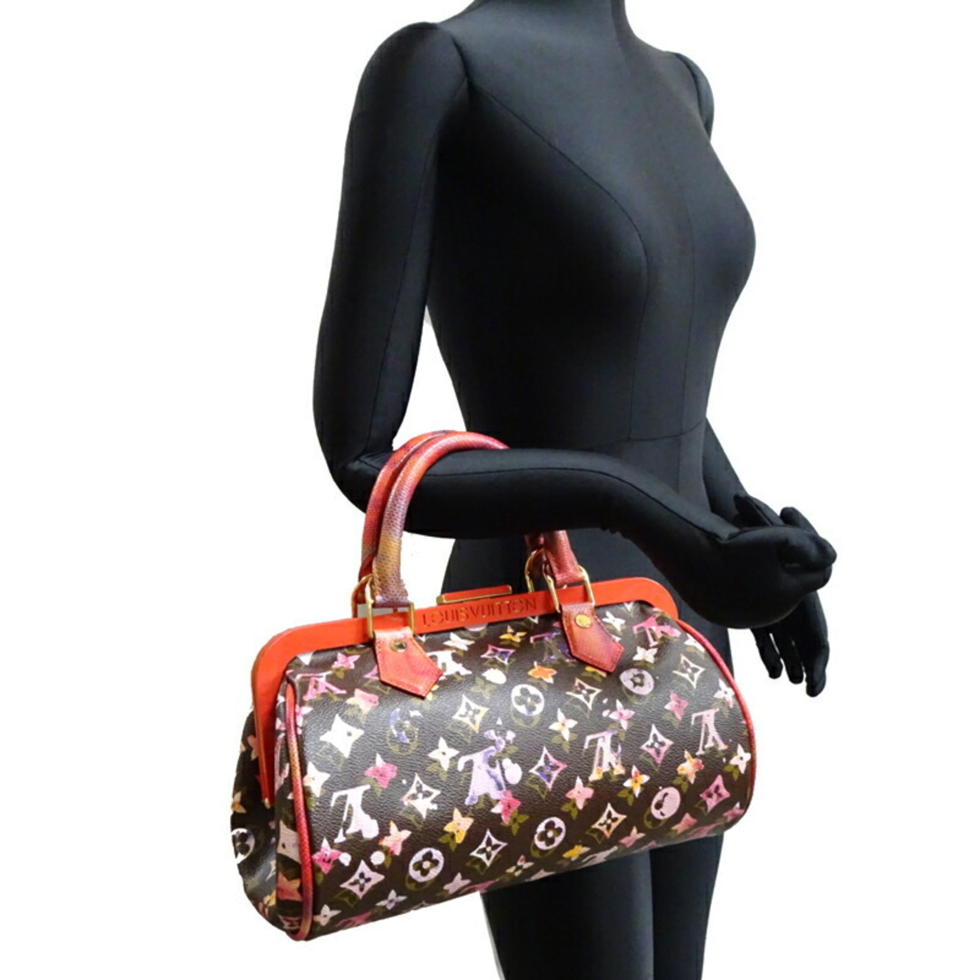 Louis Vuitton Monogram Watercolor Brown Marron Monogram Red Color Monogram Handbag (Pre-Owned)