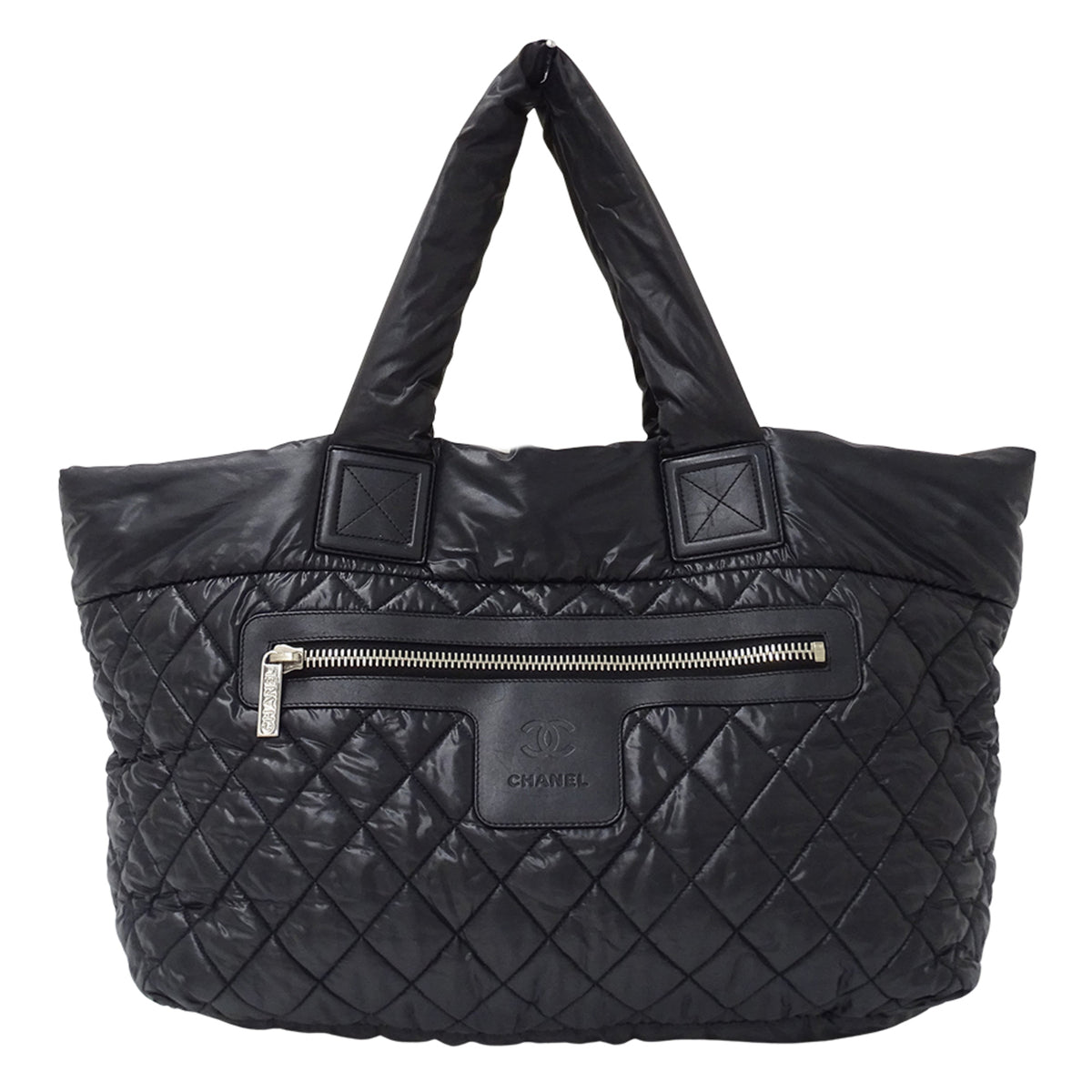 Chanel Black Nylon Handbag Tote Bag (Pre-Owned)