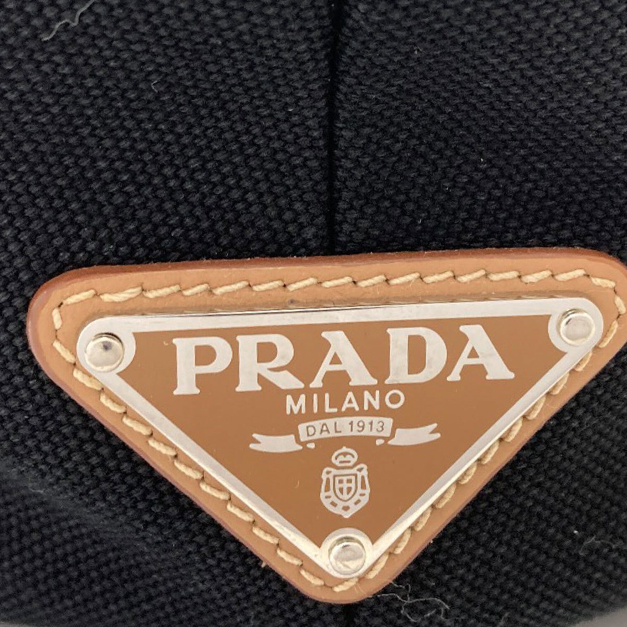 Prada Black Canapa Pouch Tote Bag (Pre-Owned)
