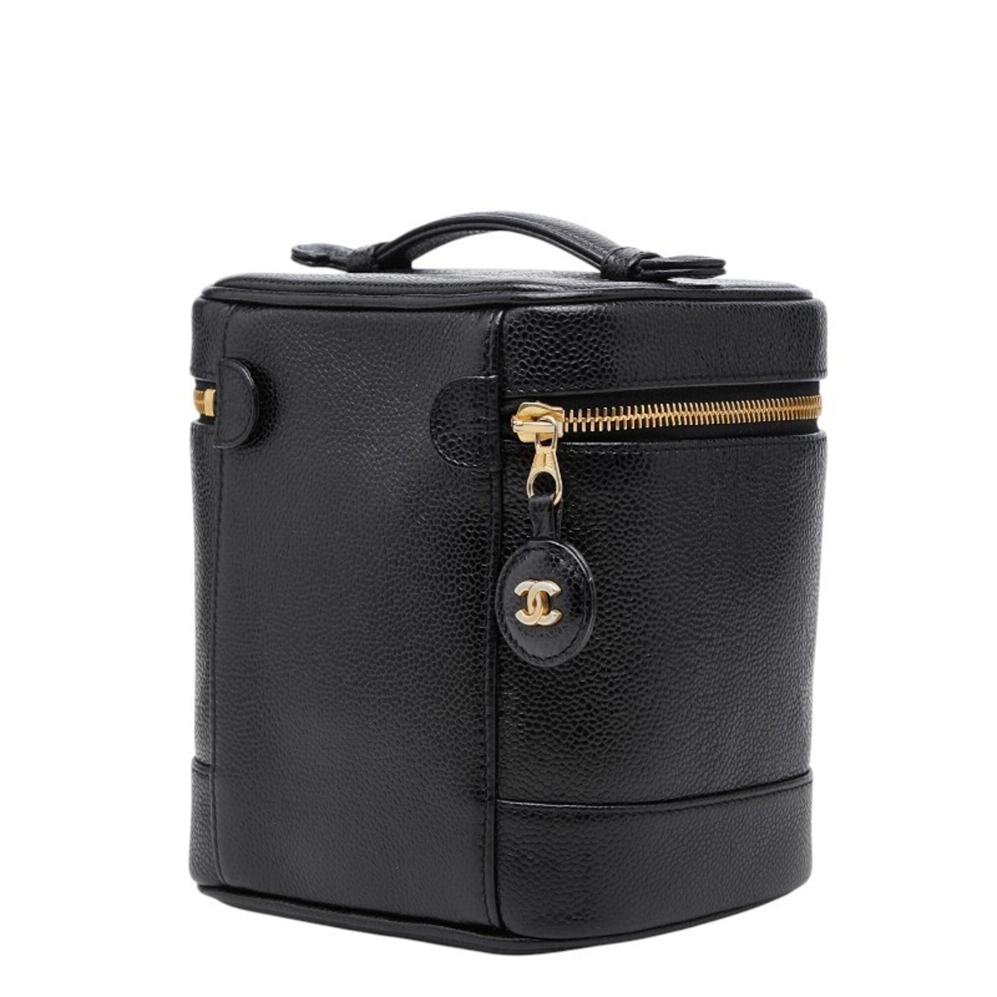 Chanel Black Grained Calfskin Handbag Vanity Bag (Pre-Owned)