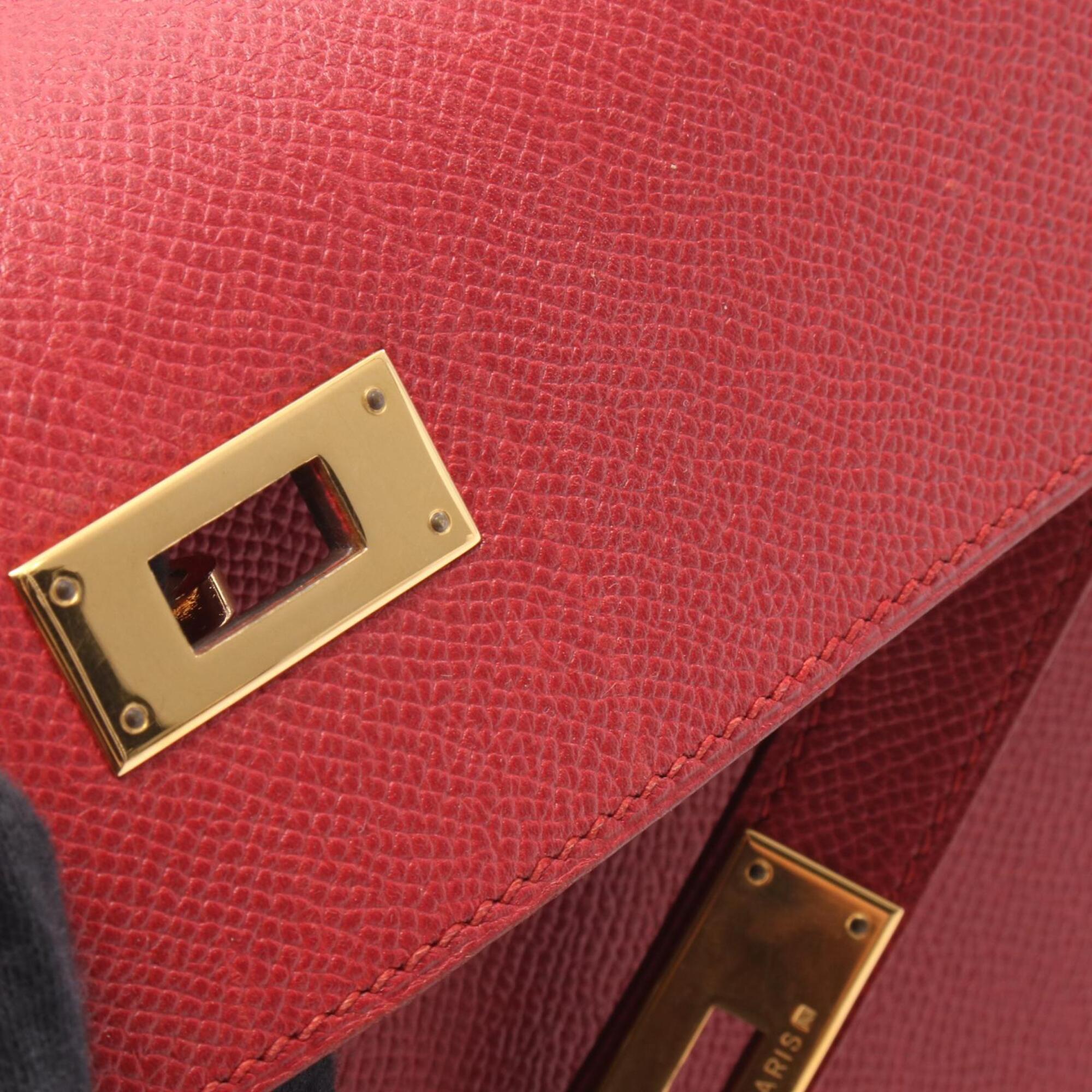Hermes Red Color Courchevel Leather Handbag (Pre-Owned)