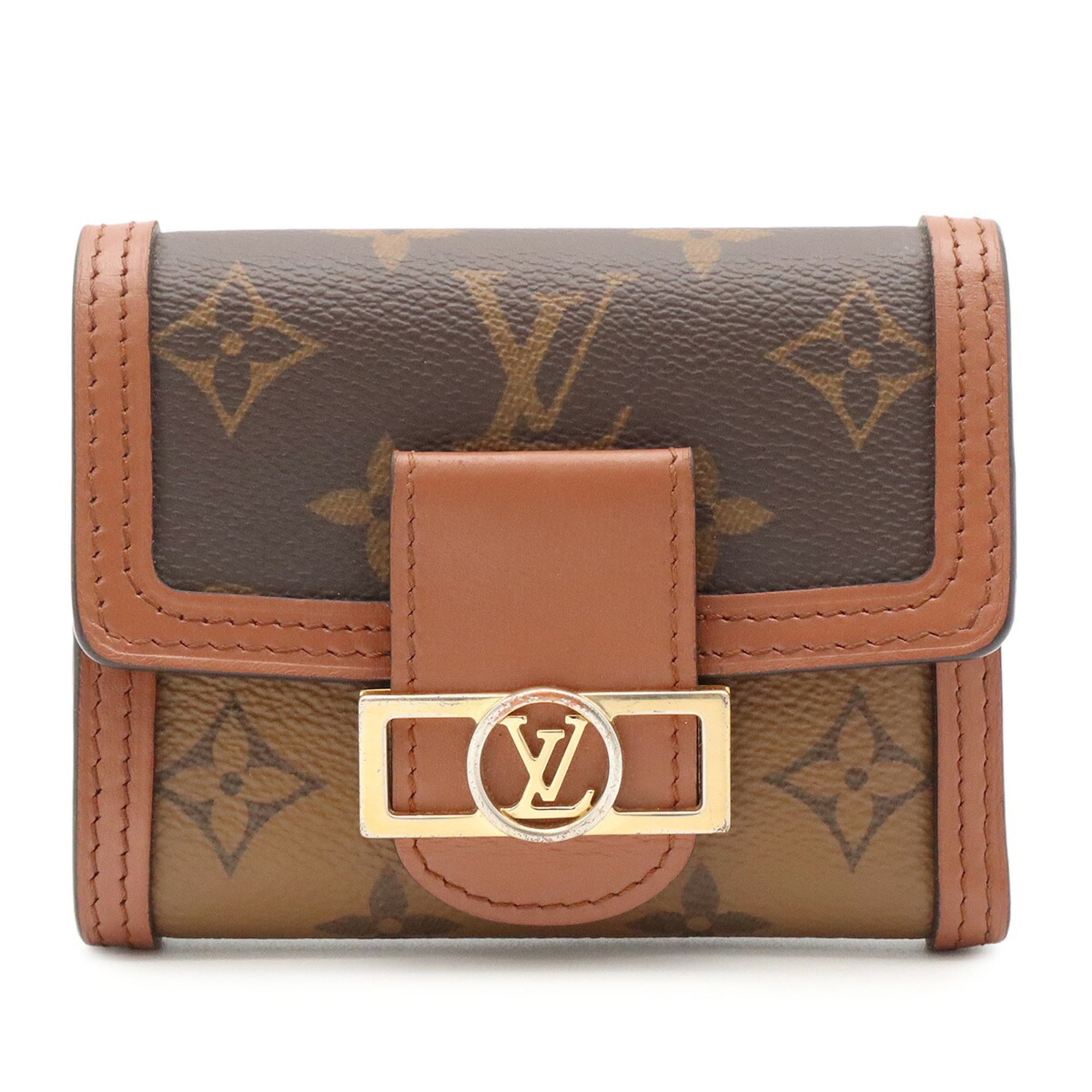 Louis Vuitton Brown Light Brown Monogram Canvas Monogram Reverse Wallet (Tri-Fold) (Pre-Owned)