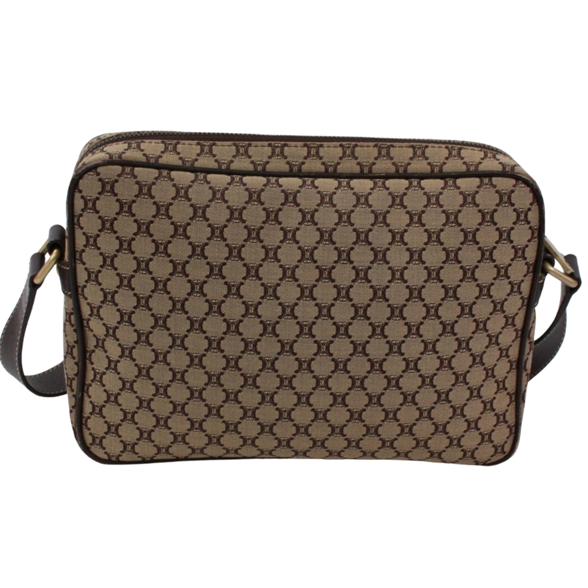 Celine Brown Canvas Leather Shoulder Bag (Pre-Owned)
