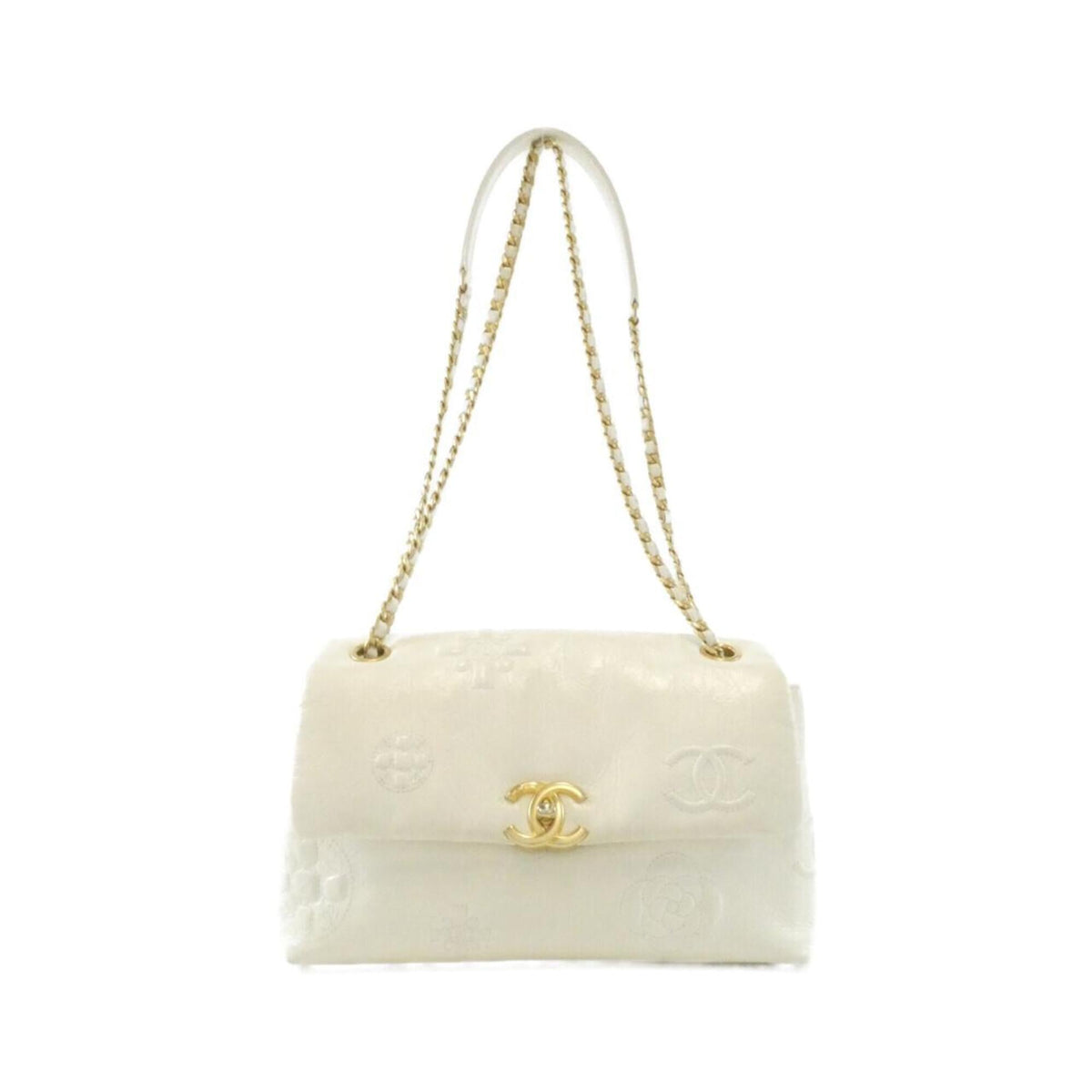 Chanel White Leather Shoulder Bag (Pre-Owned)