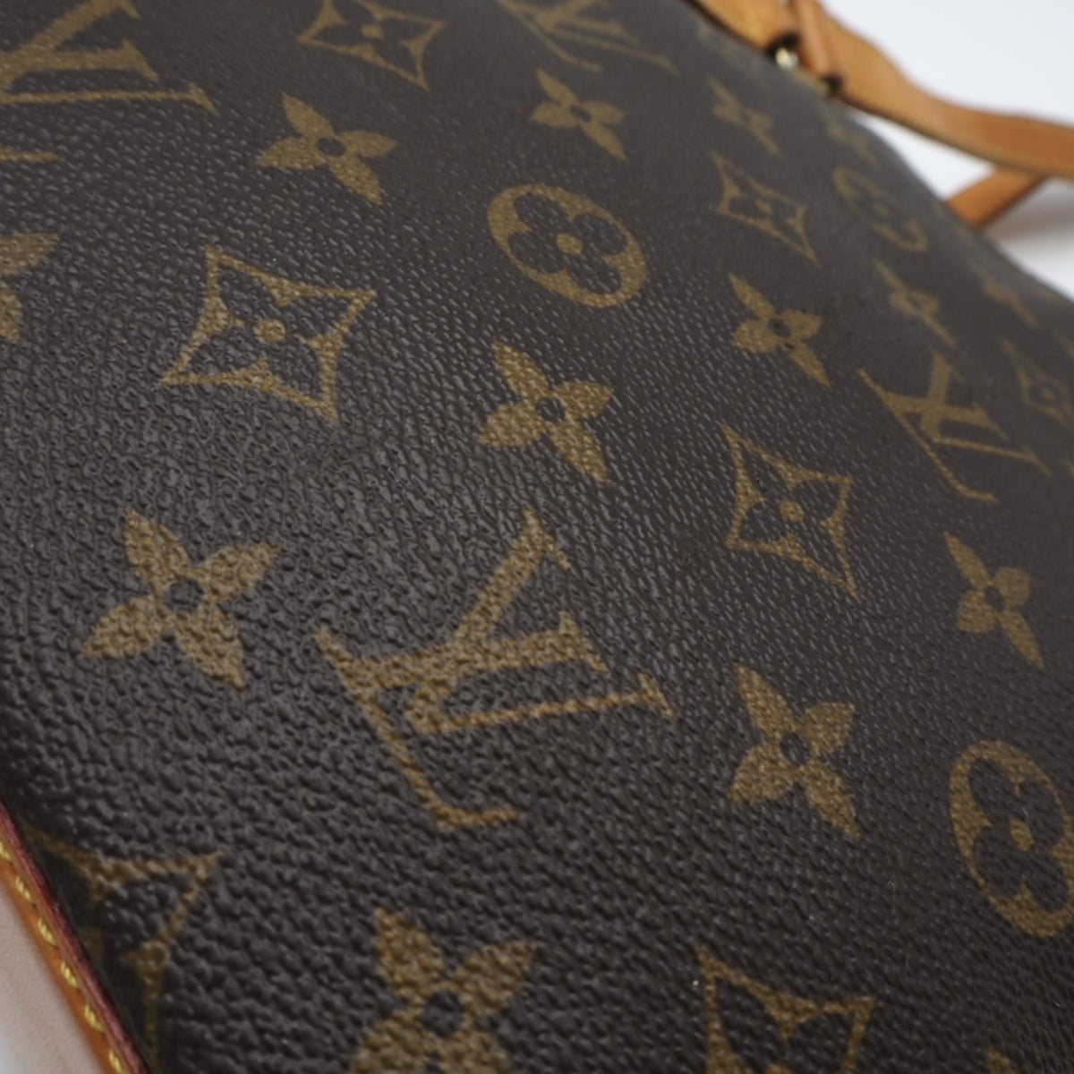 Louis Vuitton Beige Brown Coated Canvas Leather Handbag (Pre-Owned)