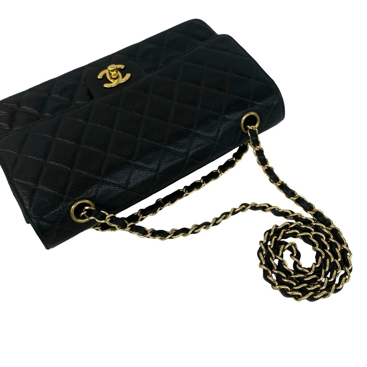 Chanel Black Grained Calfskin Pochette Shoulder Bag (Pre-Owned)