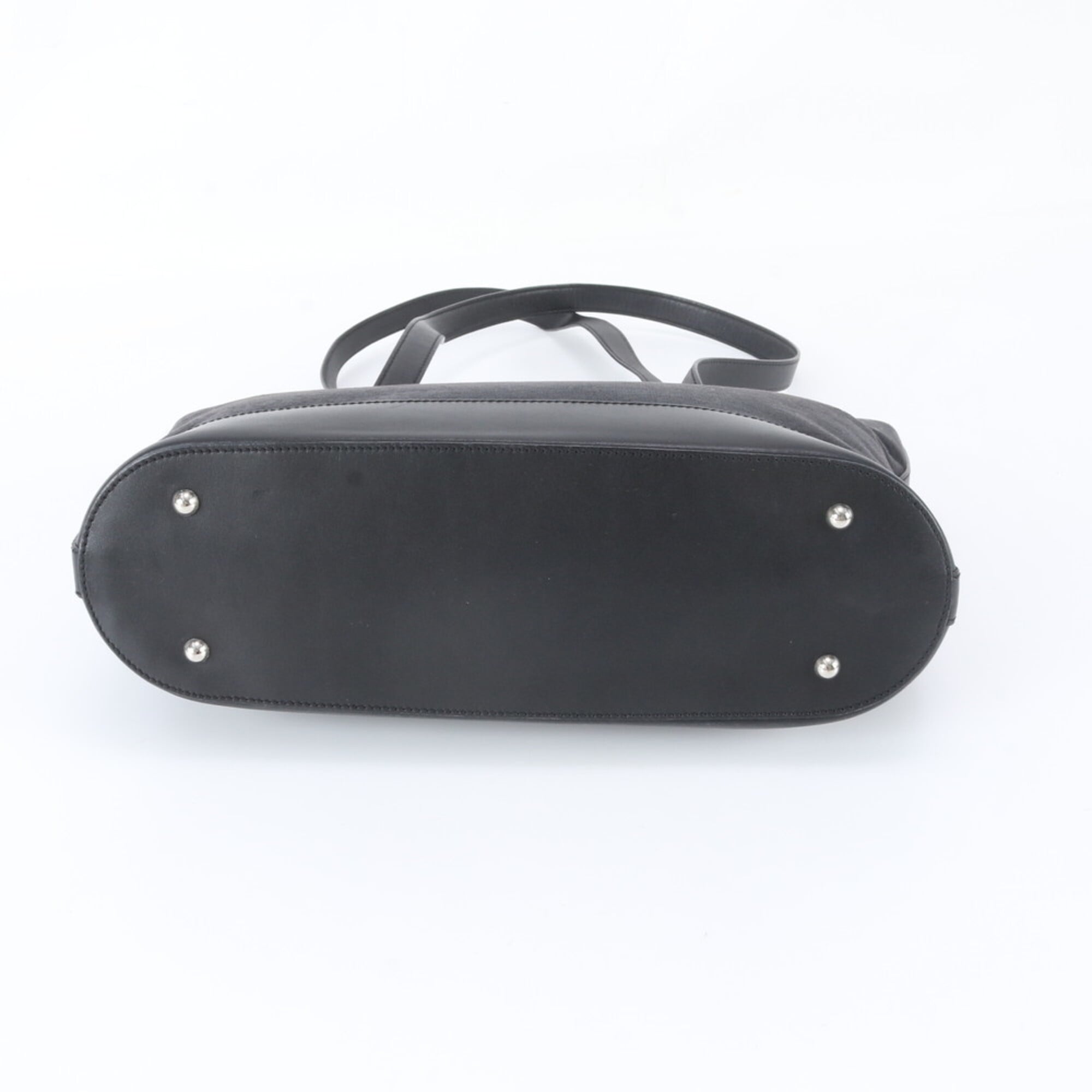 Celine Black Leather Canvas Handbag Shoulder Bag Tote Bag (Pre-Owned)