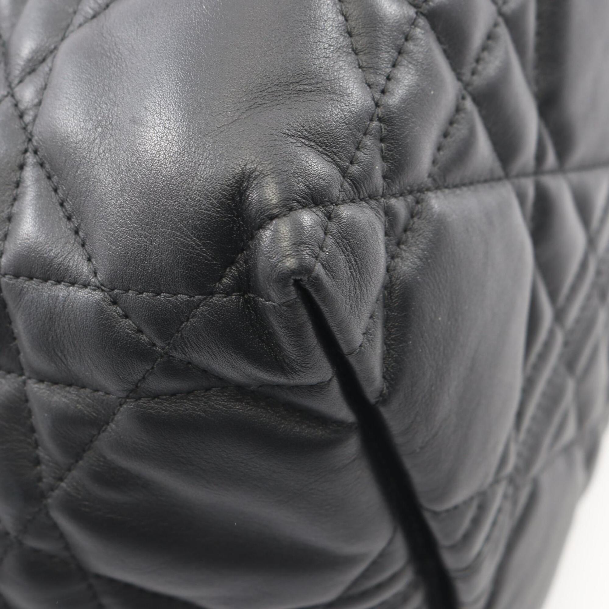 Christian Dior Black Leather Handbag Pouch Tote Bag (Pre-Owned)