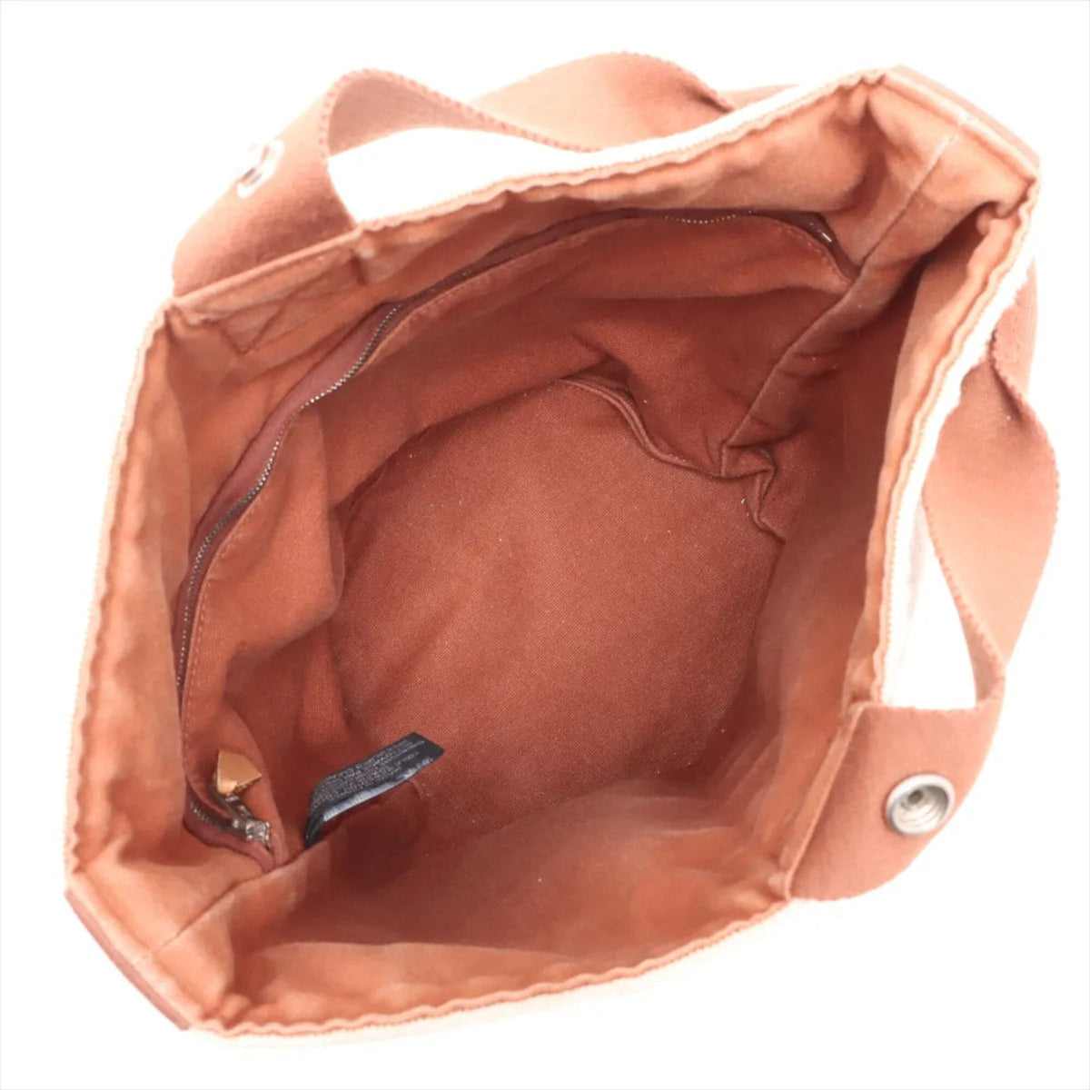 Hermes Beige Leather Canvas Handbag (Pre-Owned)