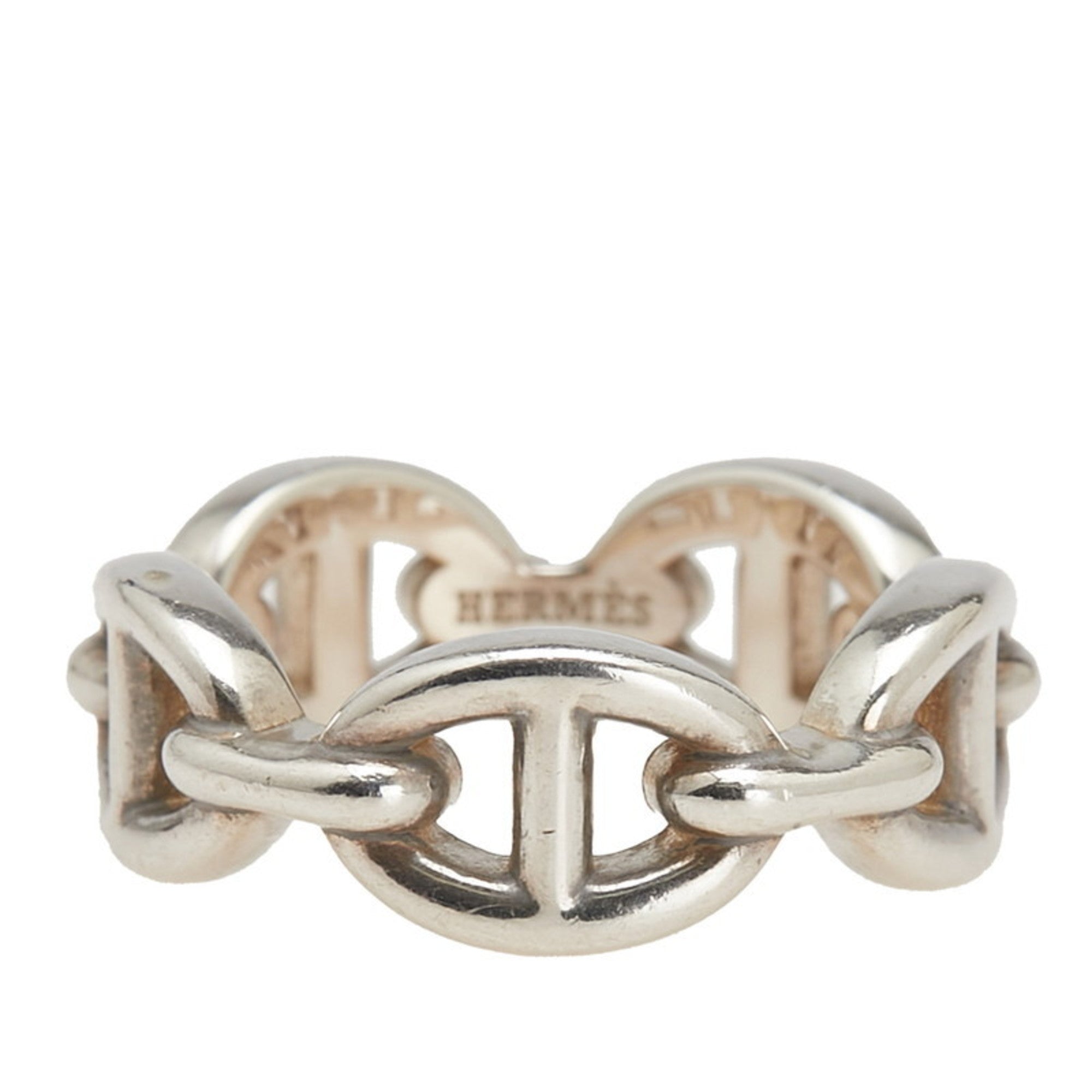 Hermes Silver Silver 925 Band Ring (Pre-Owned)