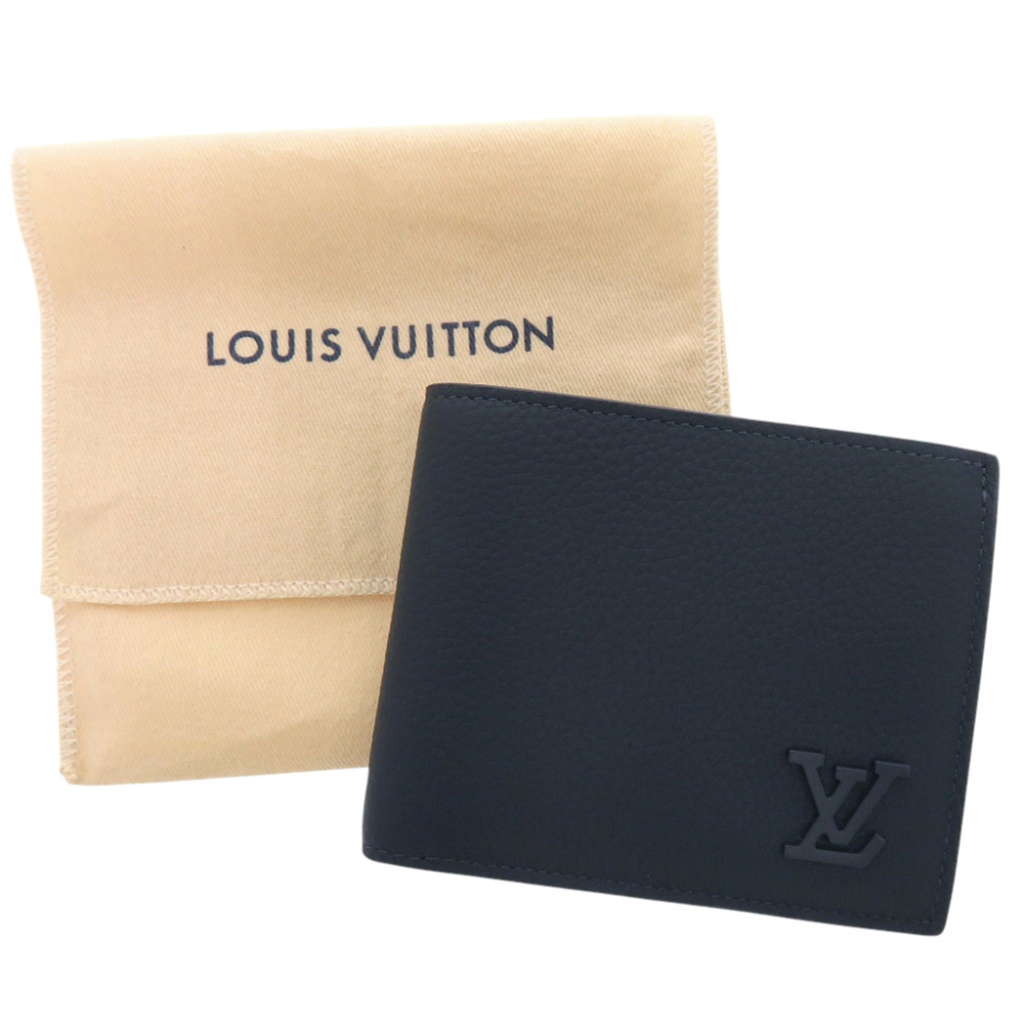 Louis Vuitton Navy Leather Wallet (Bi-Fold) (Pre-Owned)