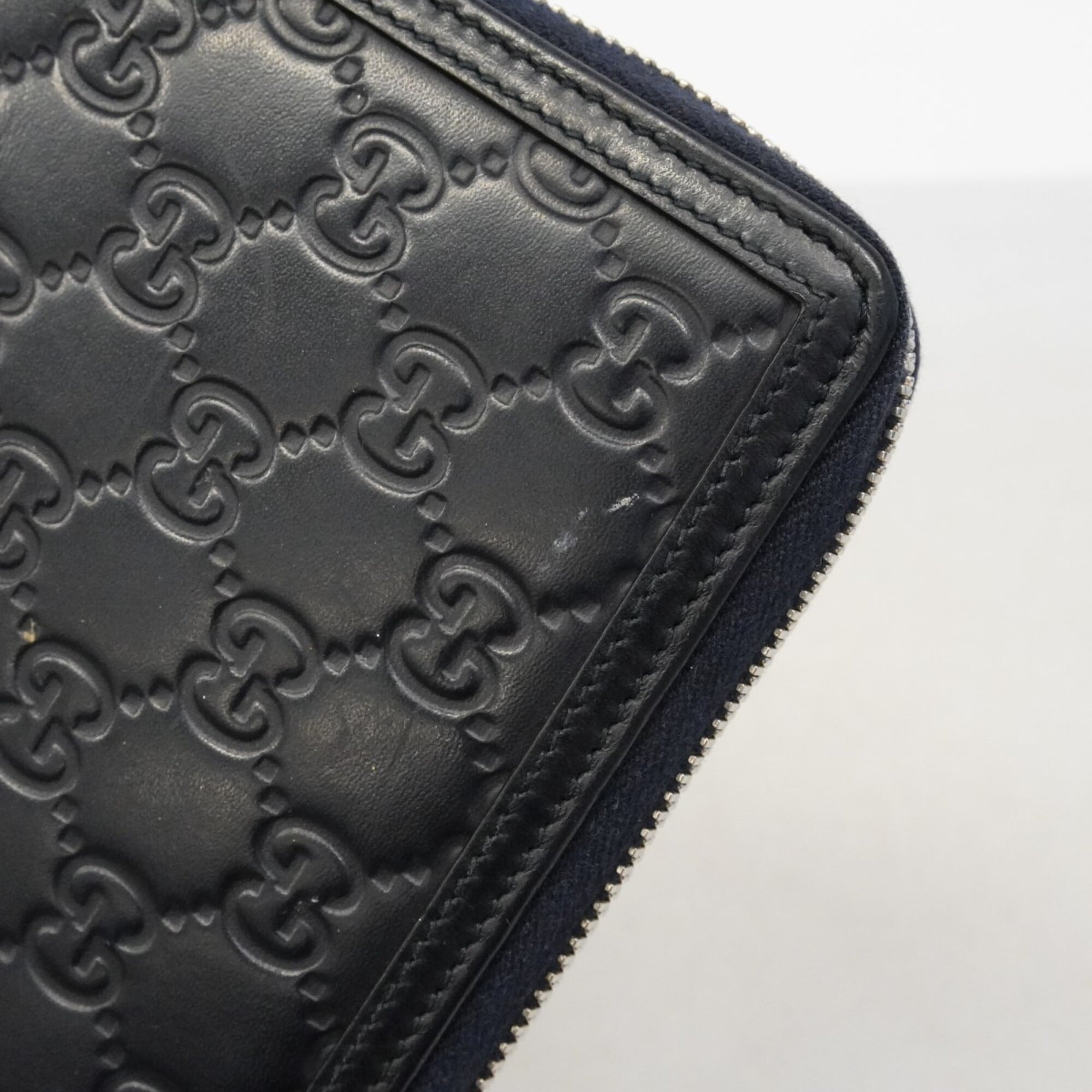 Gucci Navy Leather Long Wallet (Bi-Fold) (Pre-Owned)