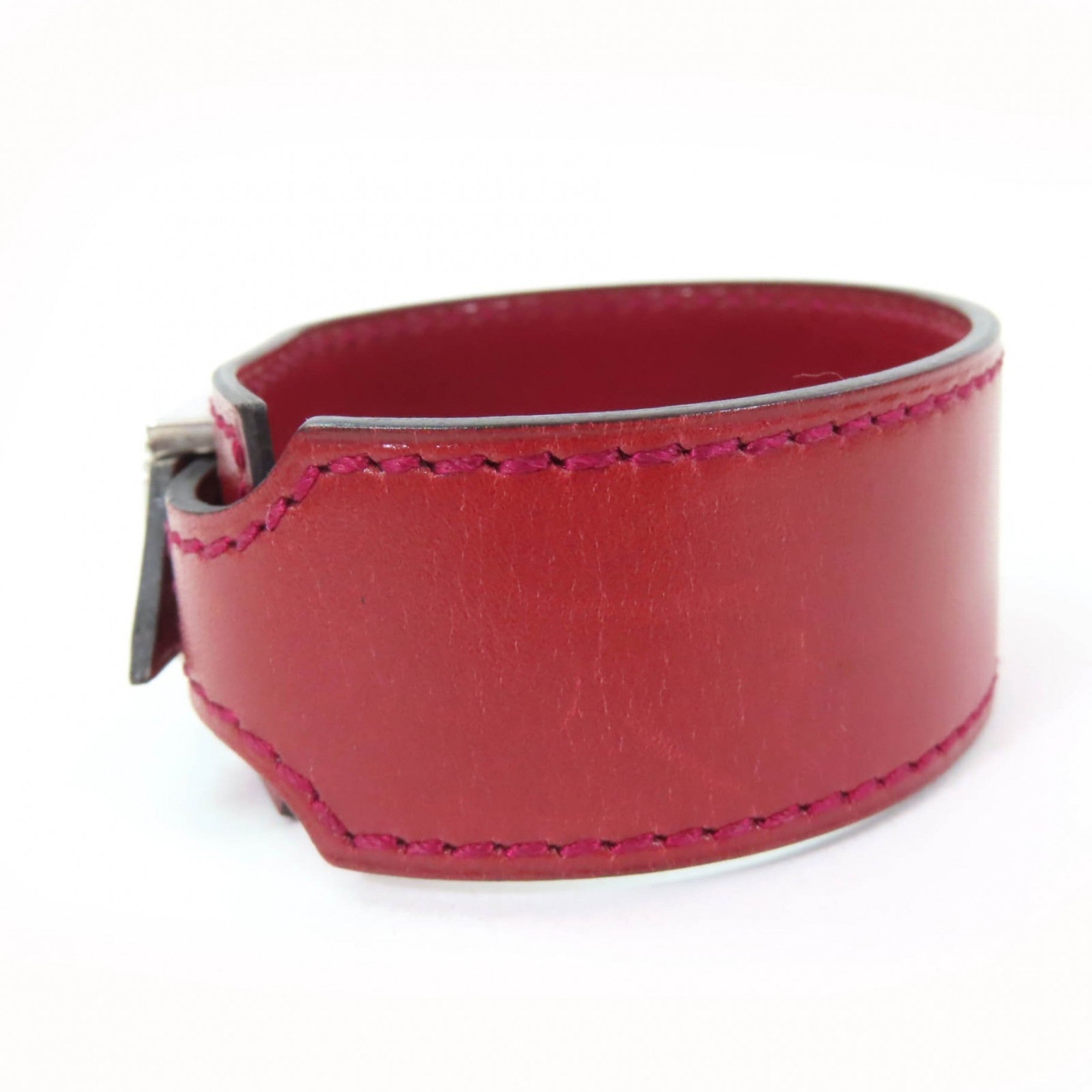 Hermes Bordeaux Leather Charm Bracelet (Pre-Owned)