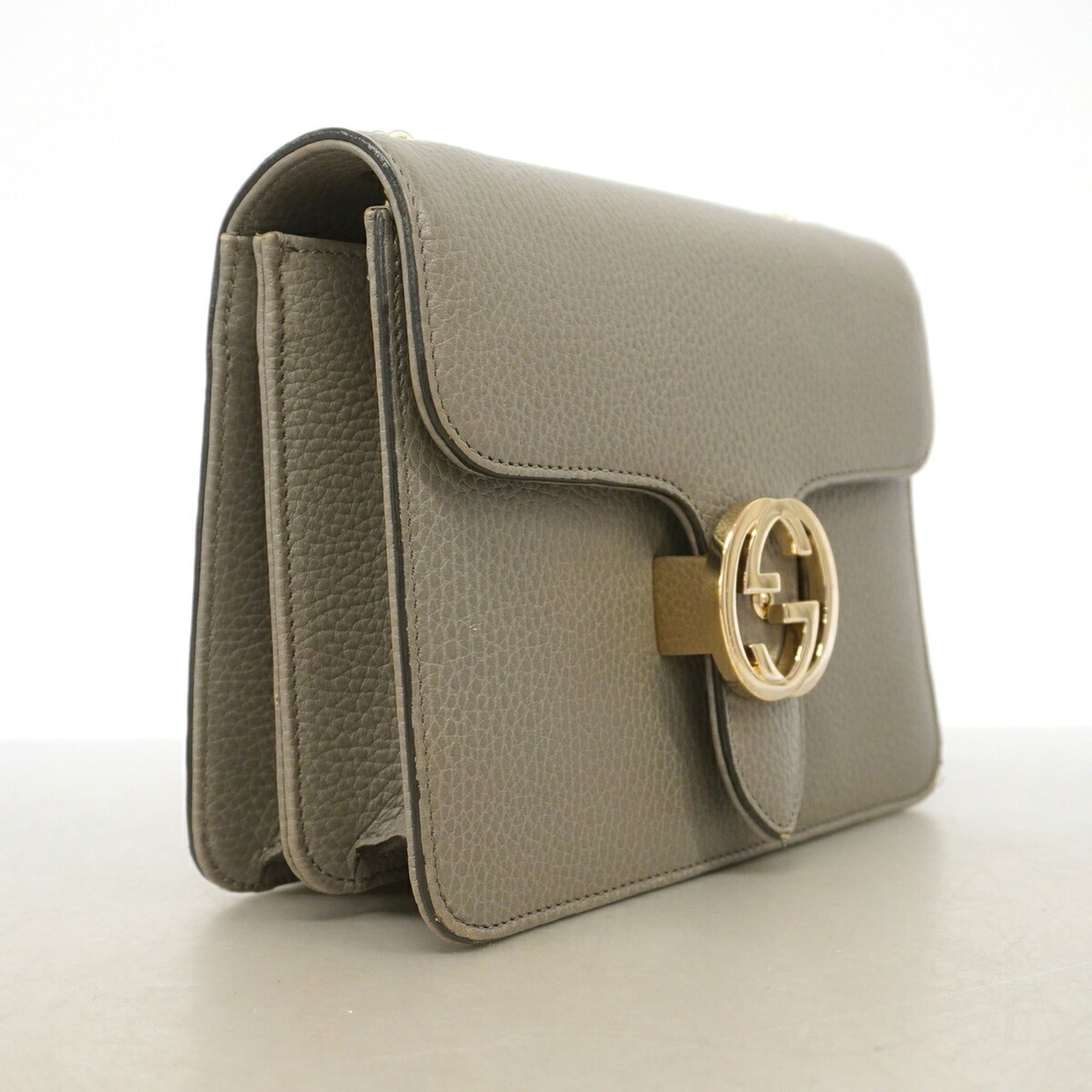 Gucci Gray Leather Shoulder Bag (Pre-Owned)
