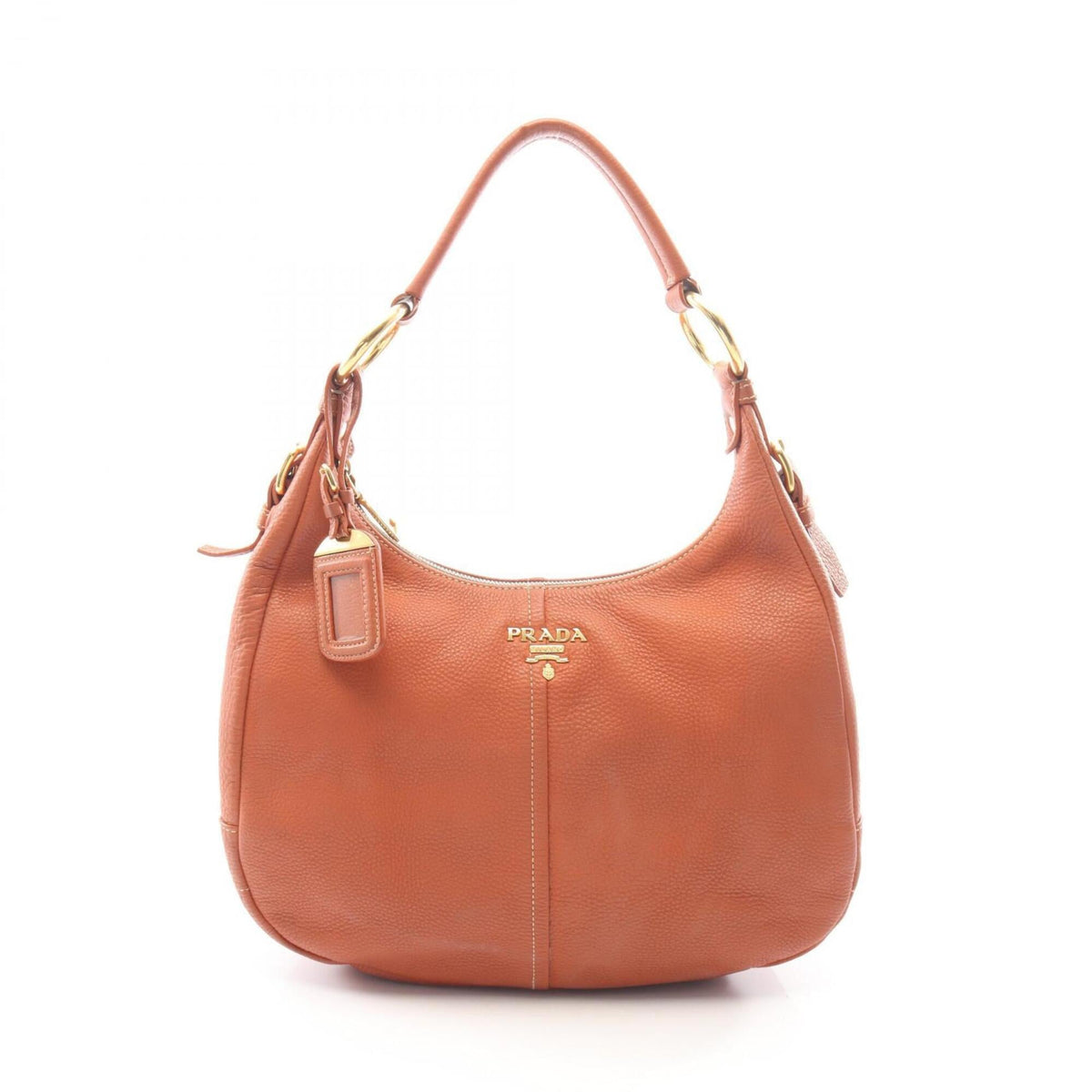Prada Brown Leather Handbag Shoulder Bag (Pre-Owned)