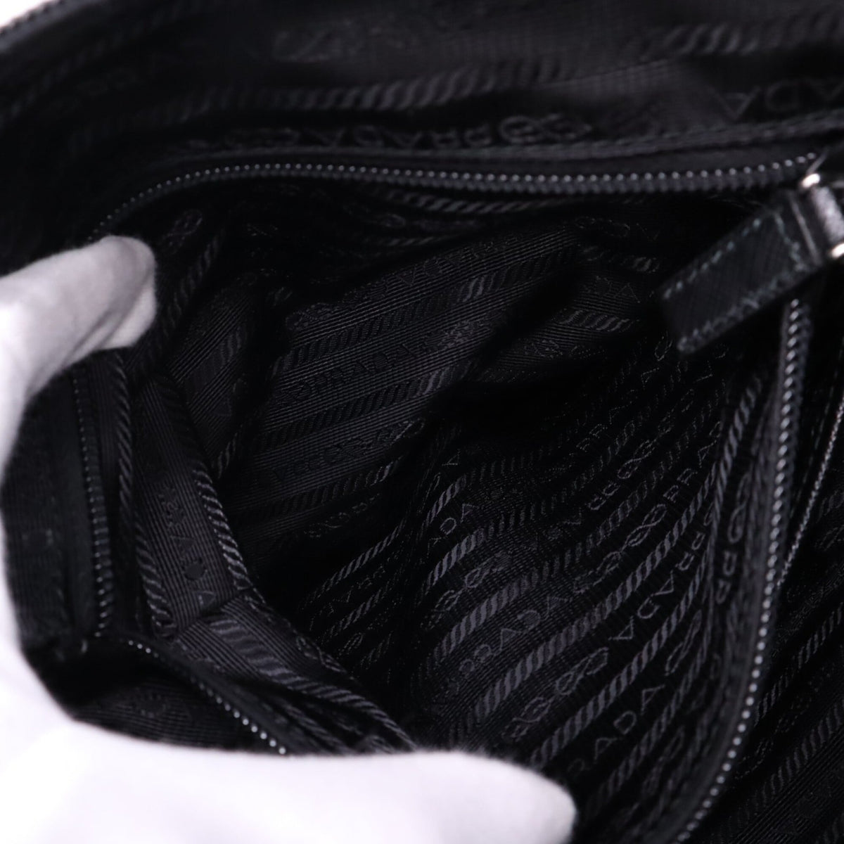 Prada Saffiano Black Nylon Saffiano Shoulder Bag (Pre-Owned)