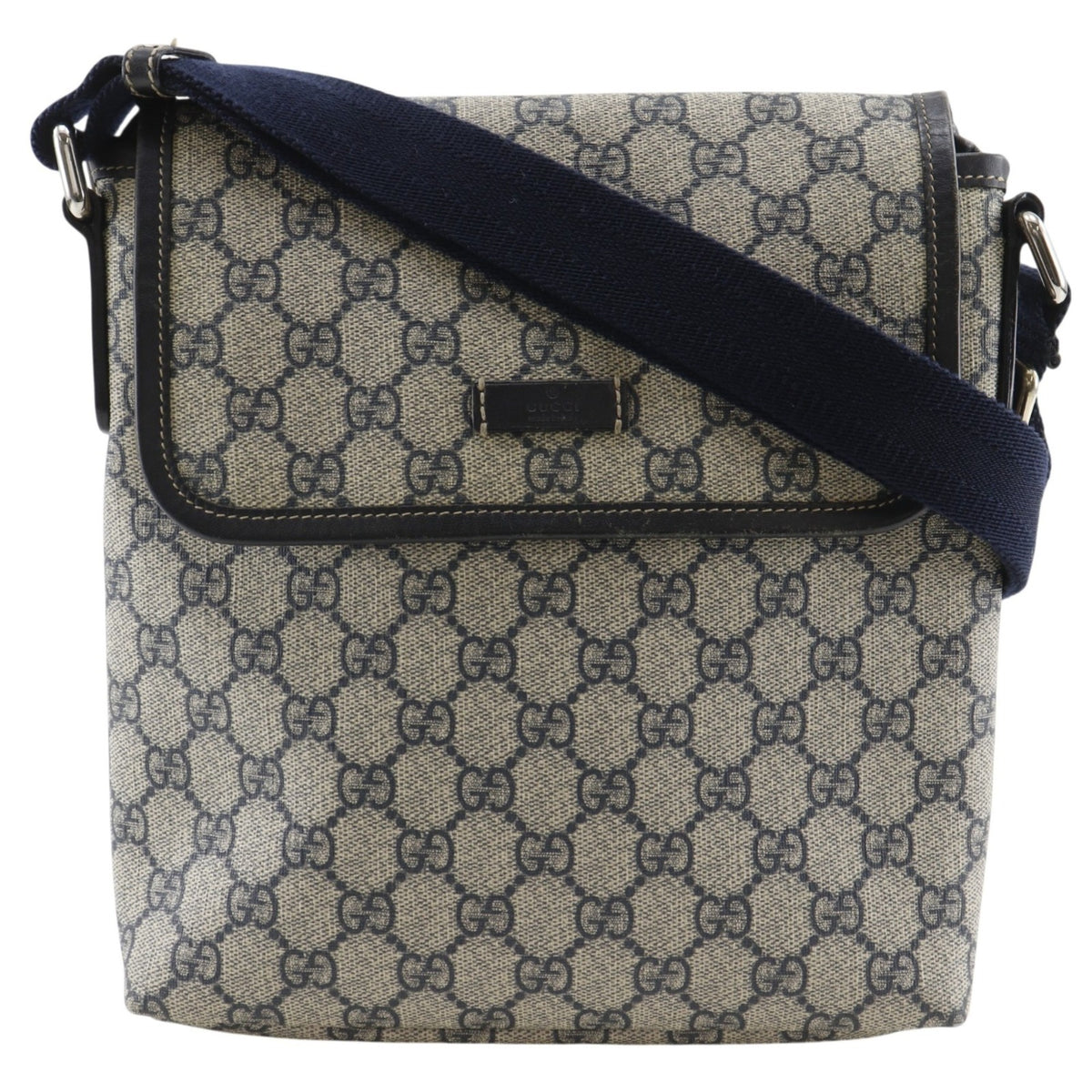 Gucci Navy Gg Supreme Canvas Shoulder Bag (Pre-Owned)