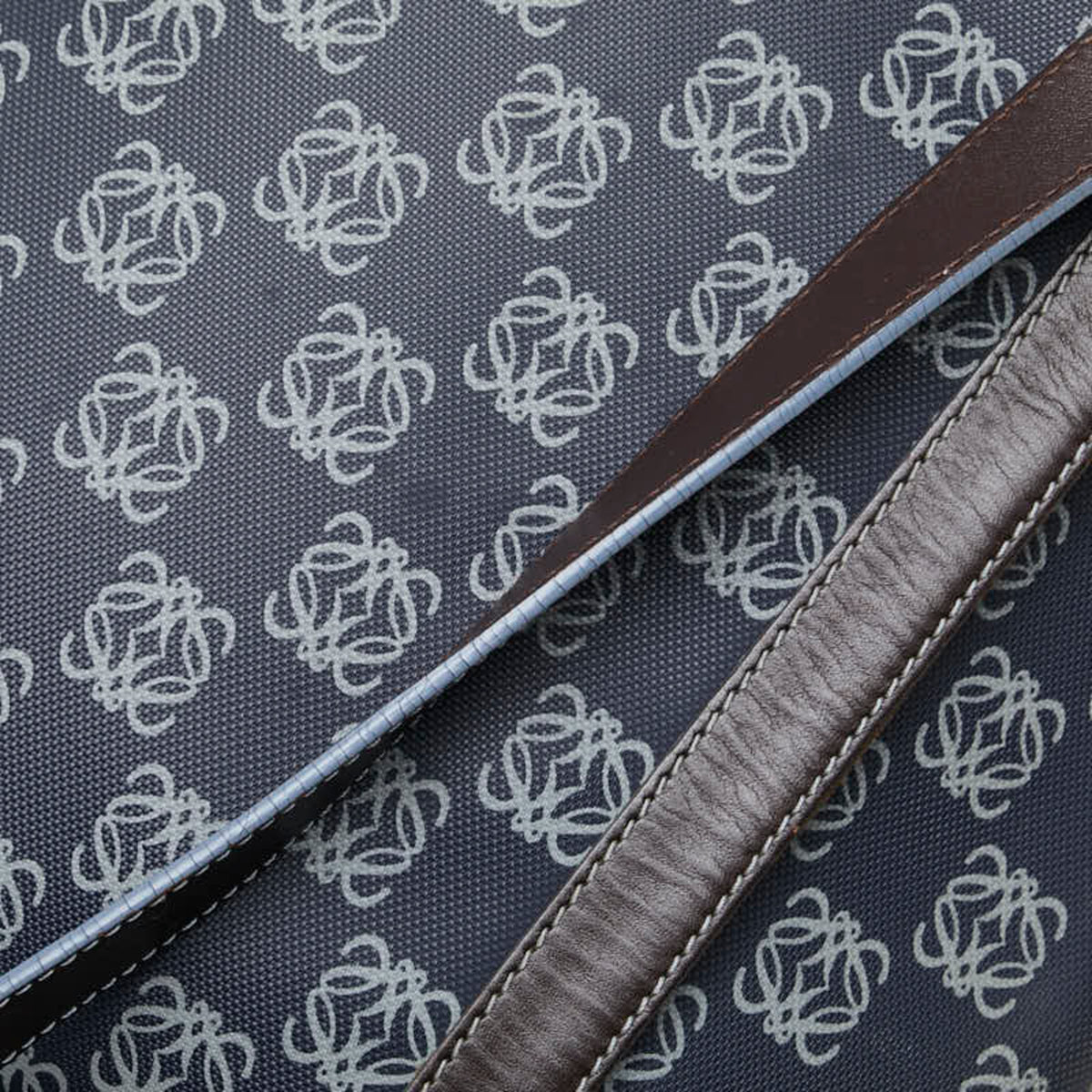 Loewe Gray Navy Pvc Leather Messenger Bag Shoulder Bag (Pre-Owned)