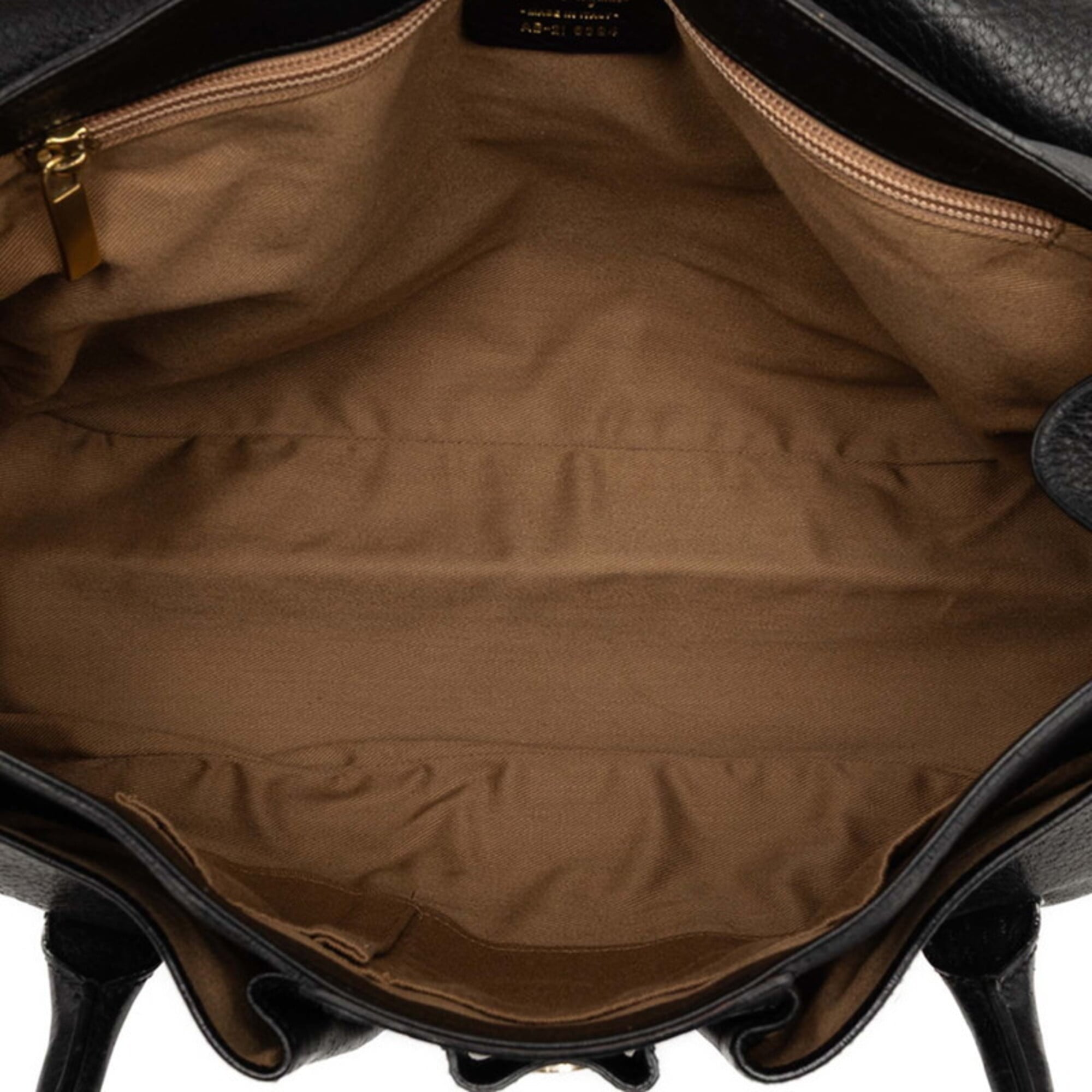 Salvatore Ferragamo Black Leather Handbag Tote Bag (Pre-Owned)
