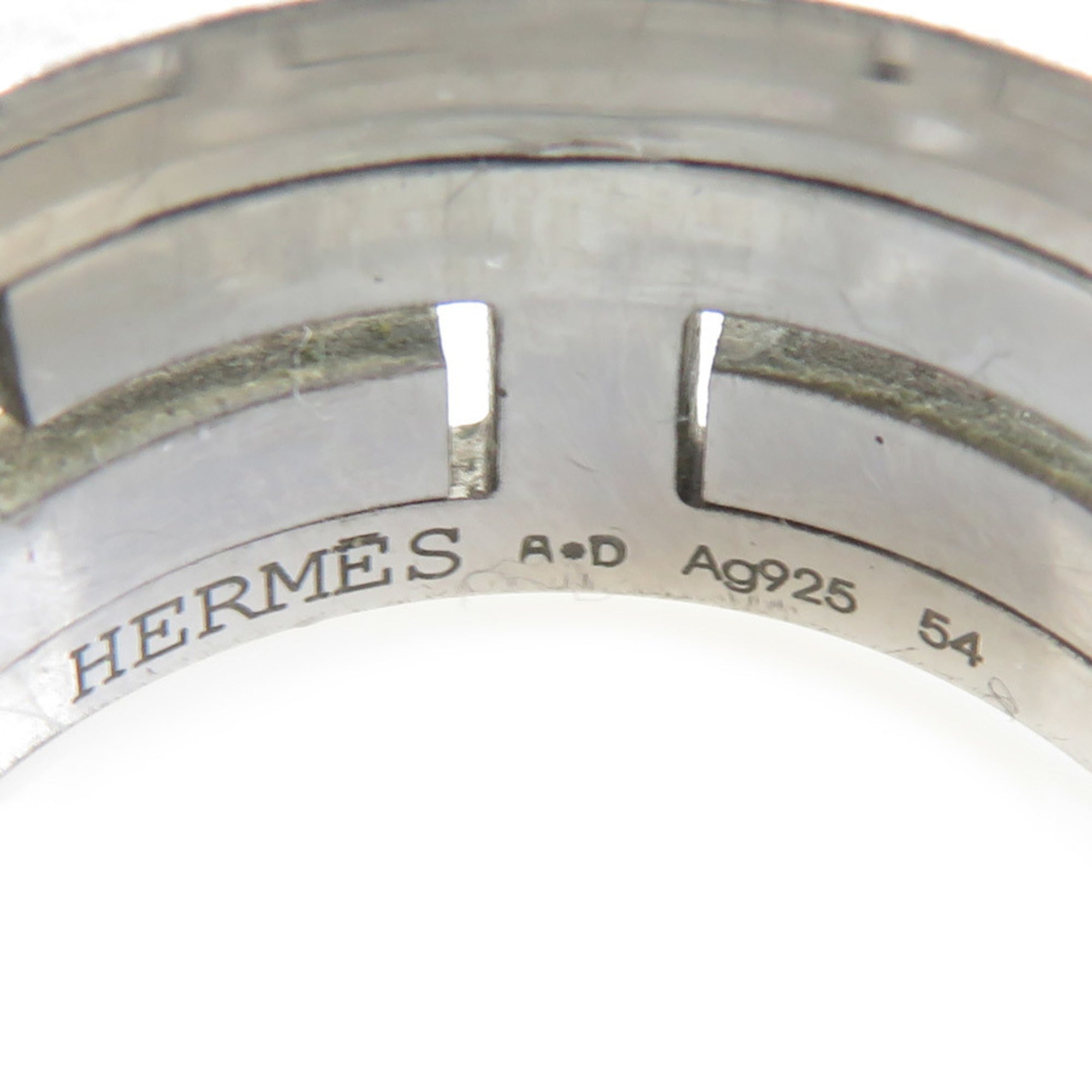 Hermes Silver Off-White Enamel Silver 925 Band Ring (Pre-Owned)