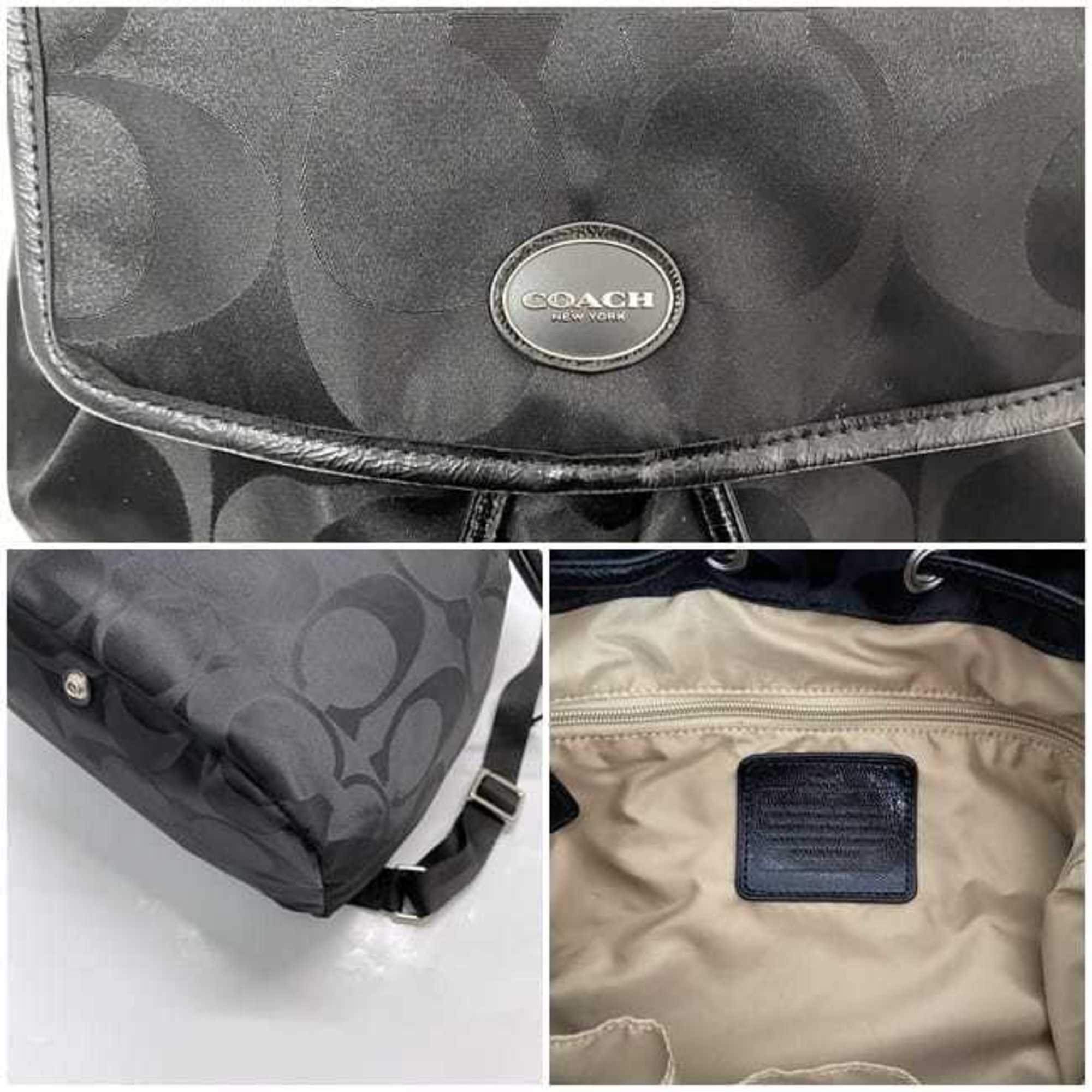 Coach Black Canvas Leather Backpack (Pre-Owned)