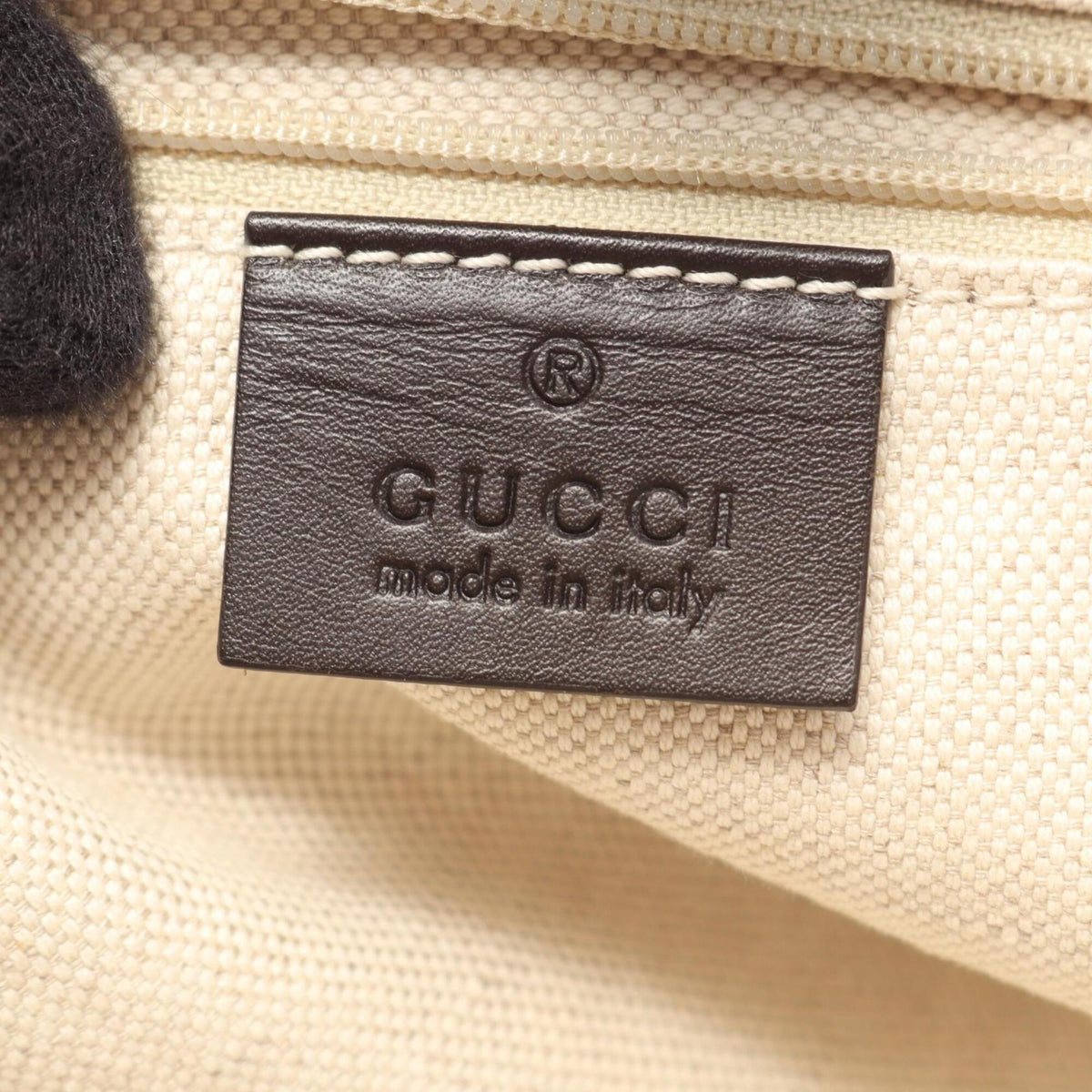 Gucci Beige Brown Canvas Leather Handbag Tote Bag (Pre-Owned)