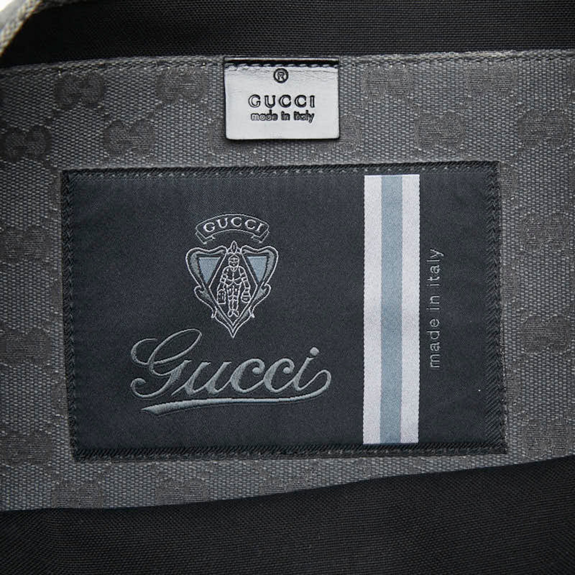Gucci Black Canvas Leather Messenger Bag Shoulder Bag (Pre-Owned)