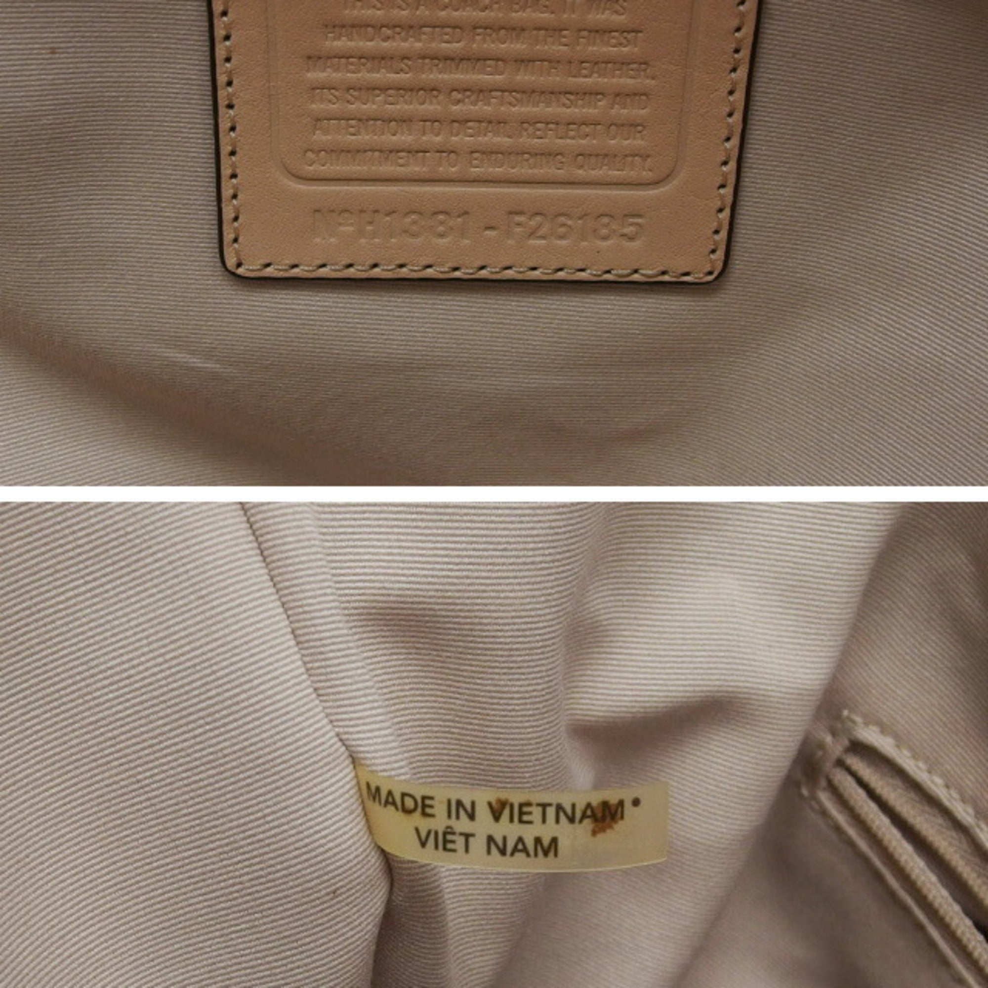 Coach Beige Brown Coated Canvas Leather Shoulder Bag Tote Bag (Pre-Owned)