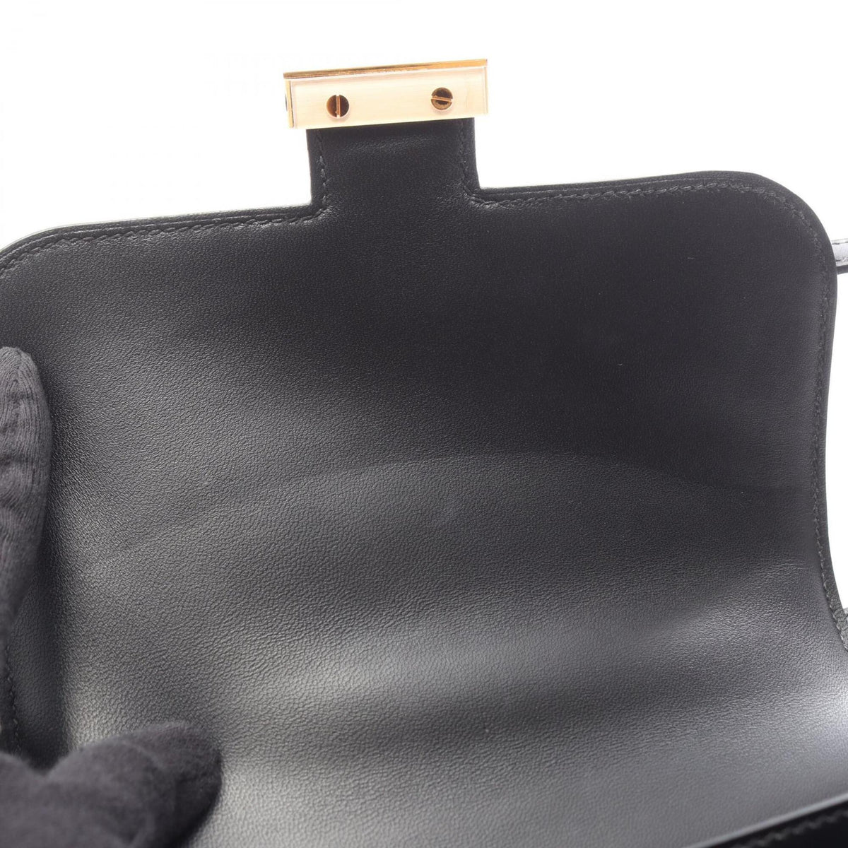 Hermes Black Box Calf Leather Handbag Shoulder Bag (Pre-Owned)