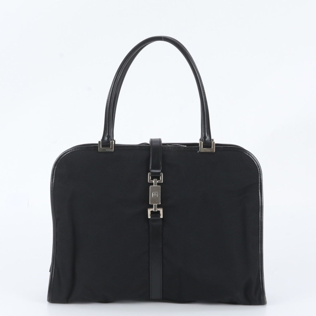 Gucci Black Leather Nylon Handbag Shoulder Bag Tote Bag (Pre-Owned)