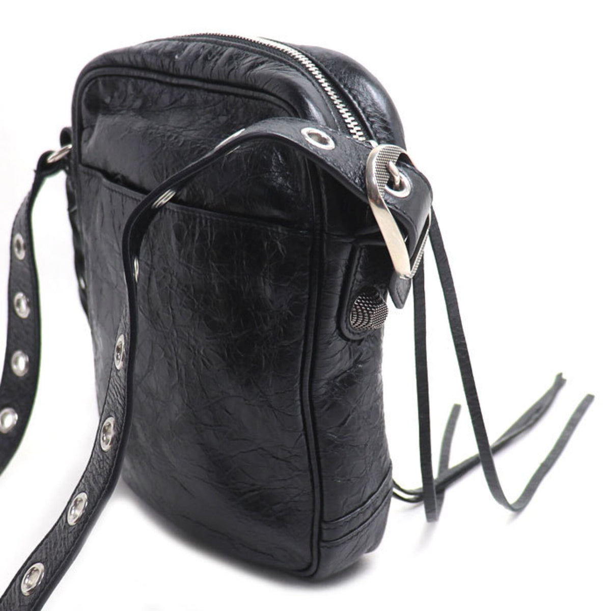 Balenciaga Black Leather Pouch Shoulder Bag (Pre-Owned)