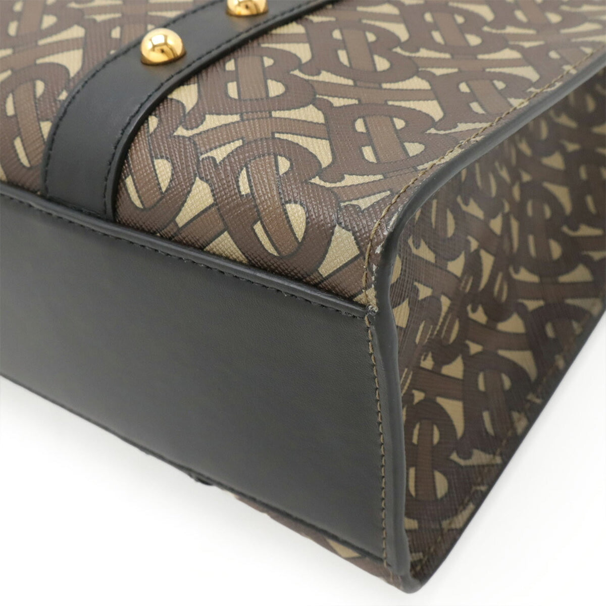 Burberry Beige Brown Black Pvc Leather Shoulder Bag Tote Bag (Pre-Owned)