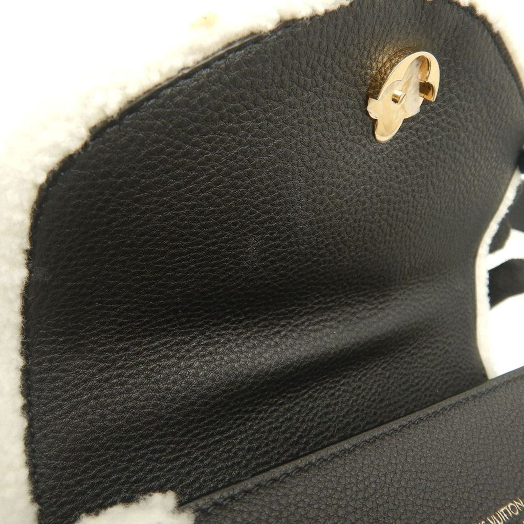Louis Vuitton Noir White Wool Leather Shoulder Bag (Pre-Owned)