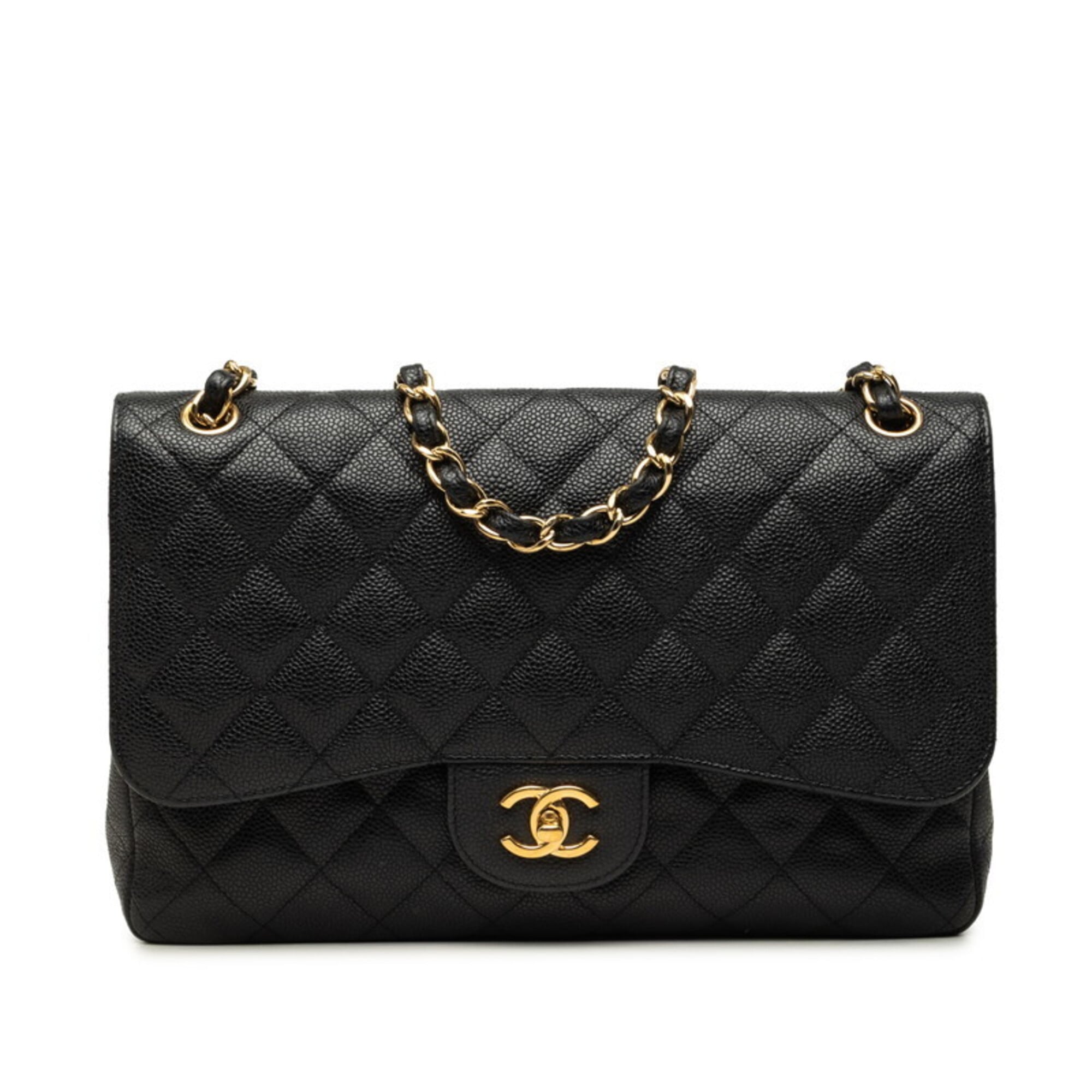 Chanel Black Grained Calfskin Shoulder Bag (Pre-Owned)