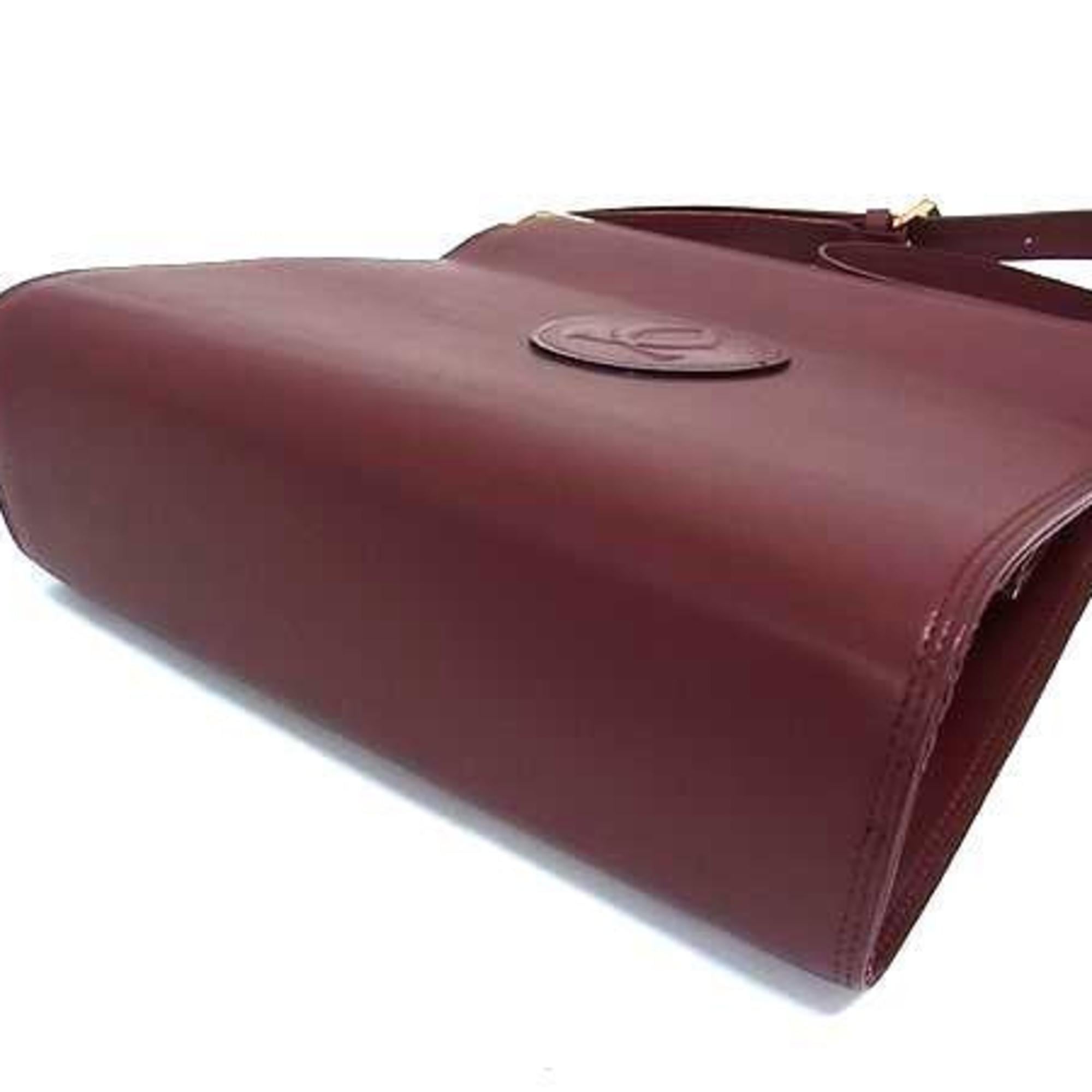 Cartier Must Bordeaux Leather Handbag Shoulder Bag Tote Bag (Pre-Owned)