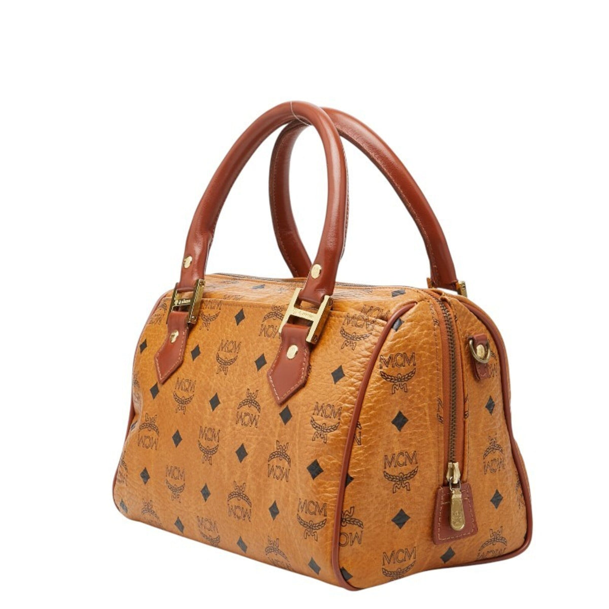 Mcm Brown Pvc Leather Boston Bag Handbag (Pre-Owned)