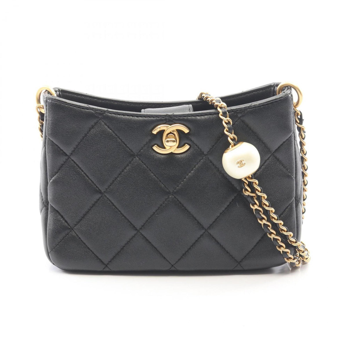 Chanel Black Leather Handbag Shoulder Bag (Pre-Owned)