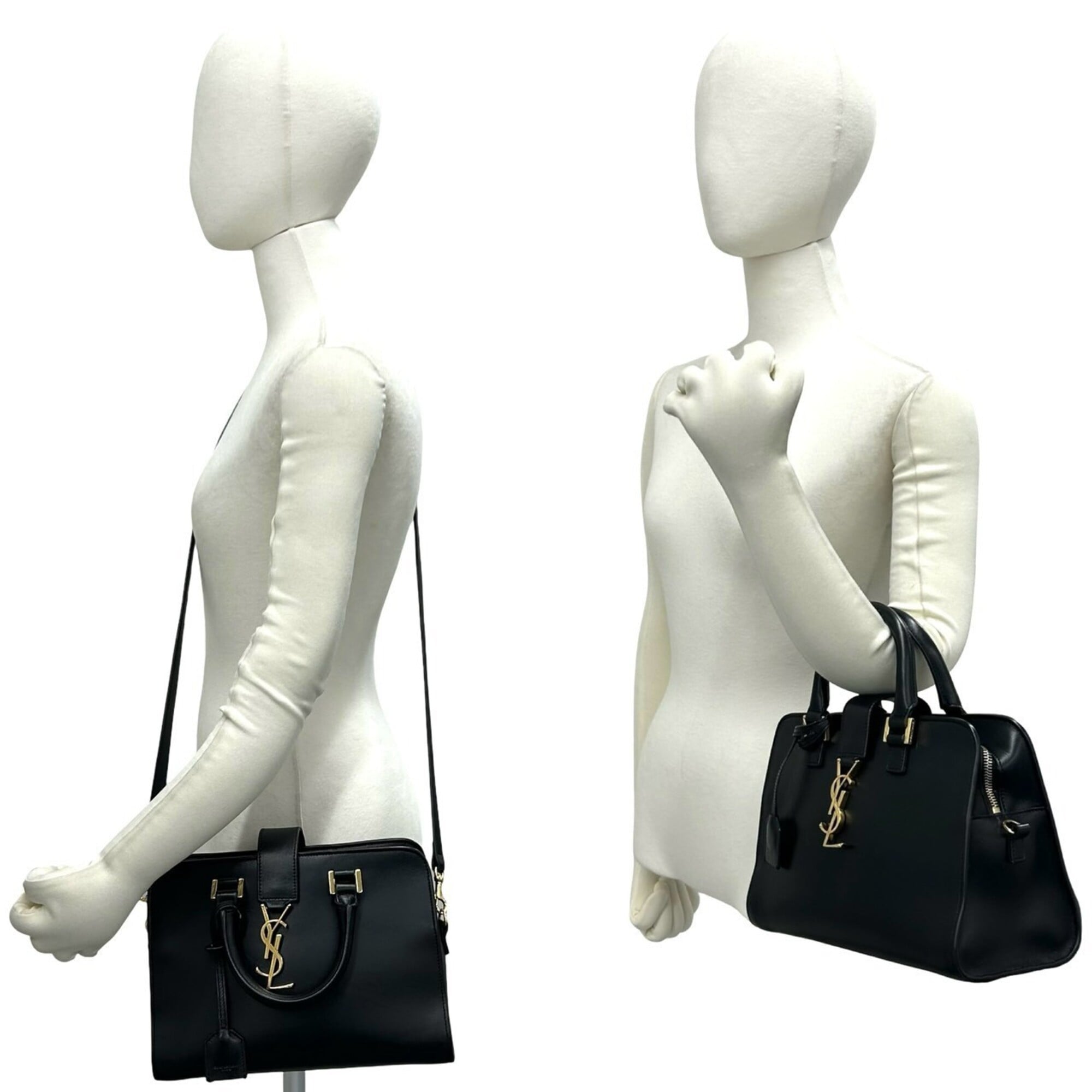 Yves Saint Laurent Black Leather Handbag Shoulder Bag (Pre-Owned)