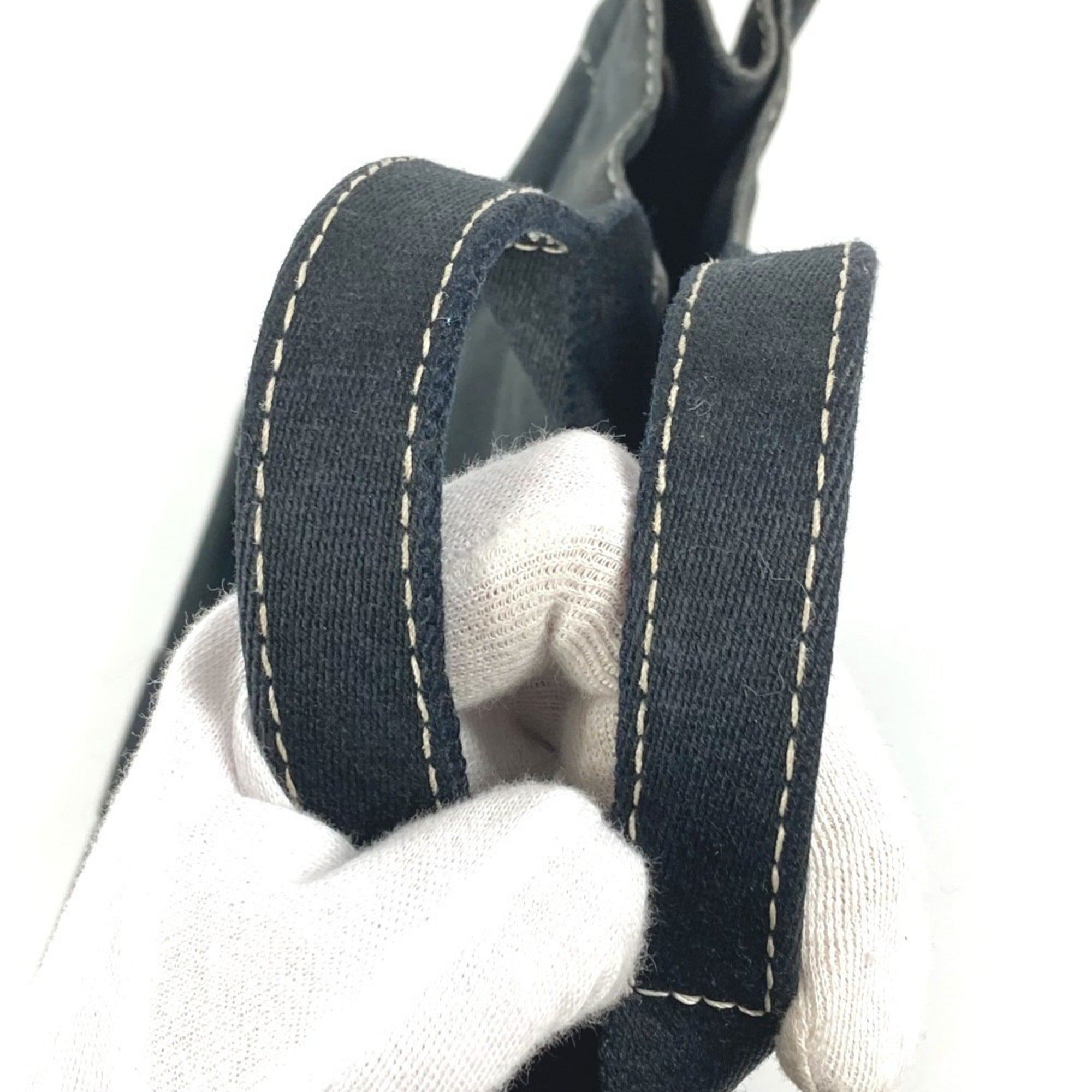 Hermes Deauville Black Canvas Handbag Tote Bag (Pre-Owned)
