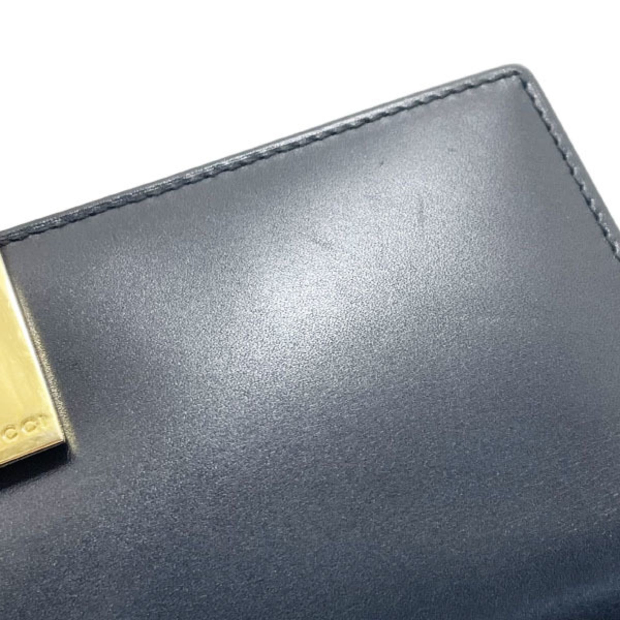 Gucci Black Leather Long Wallet (Bi-Fold) (Pre-Owned)