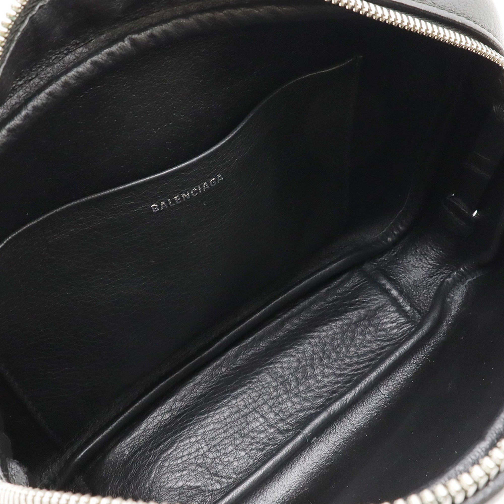 Balenciaga Black White Leather Pochette Shoulder Bag (Pre-Owned)