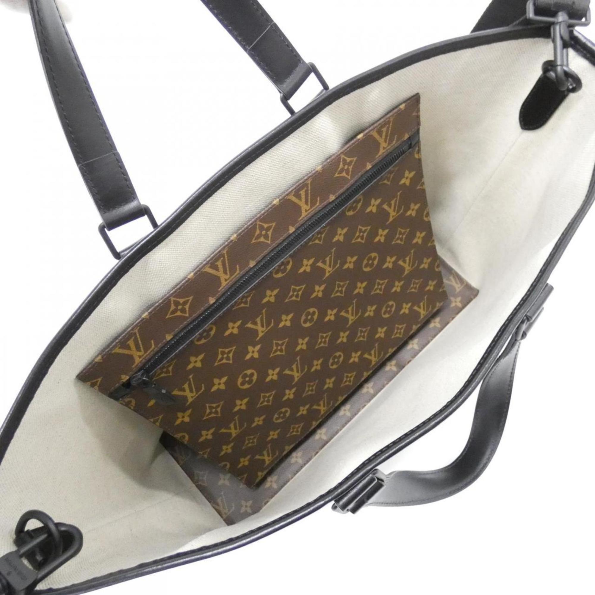 Louis Vuitton Monogram Macassar Black Brown Coated Canvas Tote Bag (Pre-Owned)